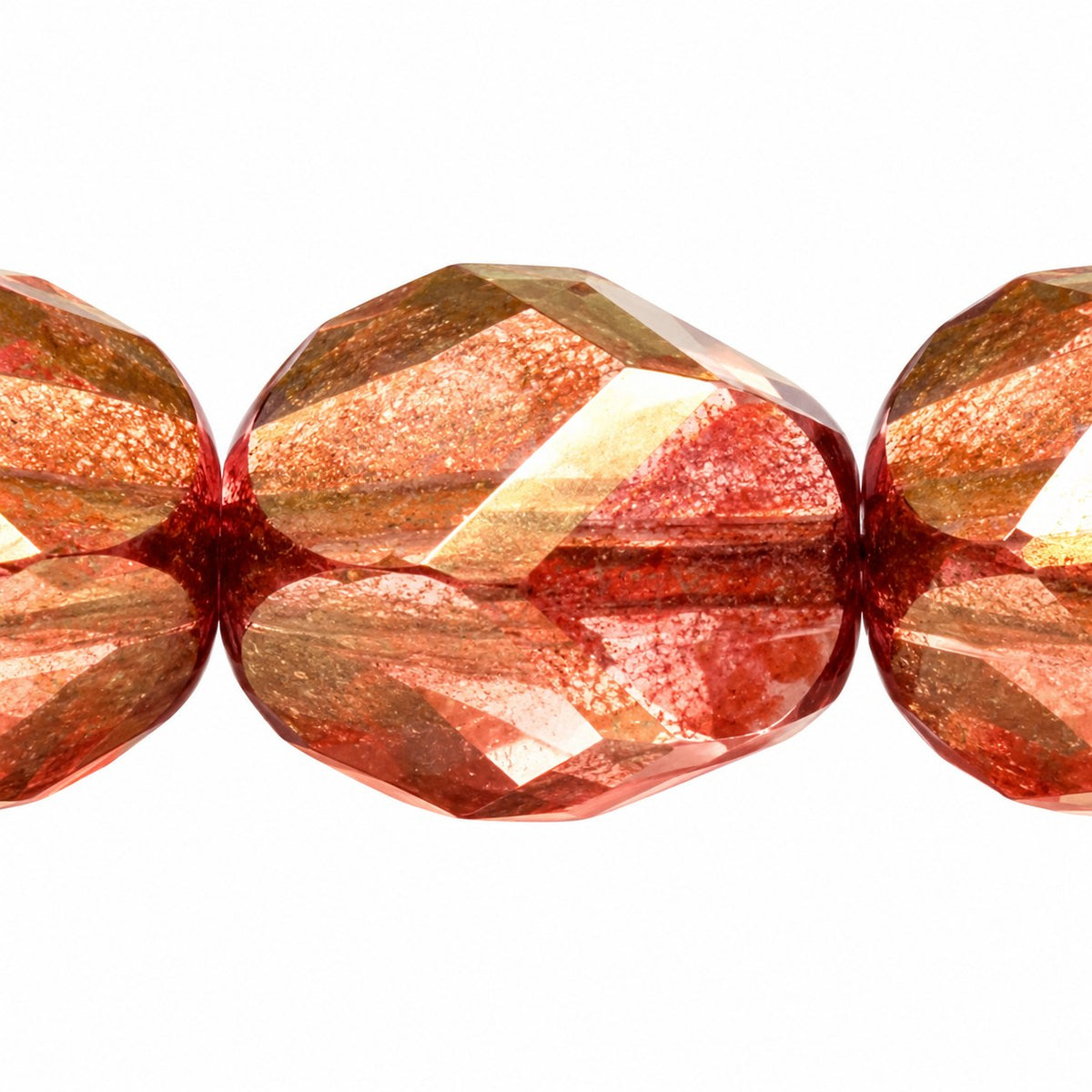 Fire Polished Faceted Stone-Like Beads Special Cut, Crystal Luster Ruby (00030-14497), Glass, Czech Republic