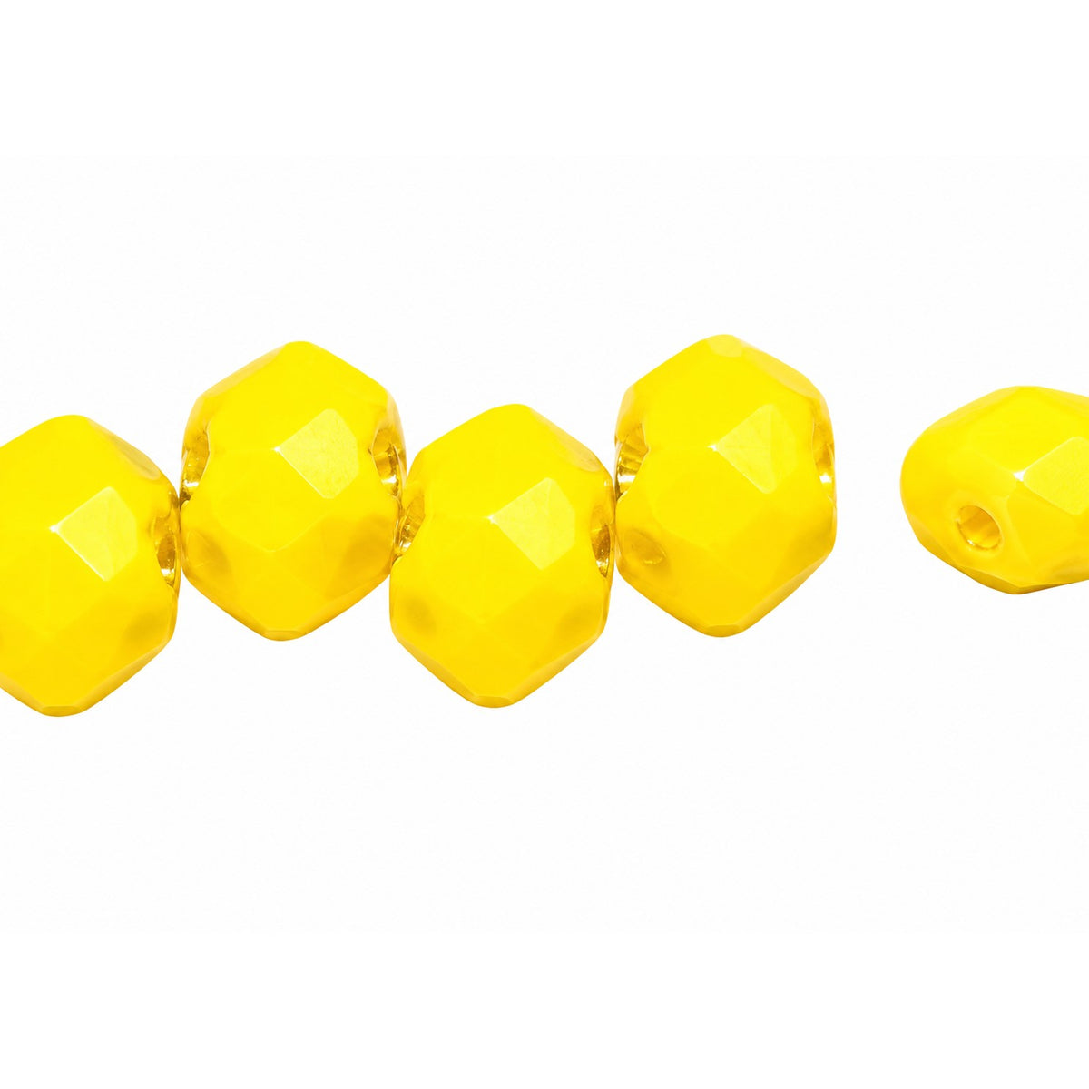 3-Hole Pressed Beads, Bright Yellow (83130), Glass, Czech Republic