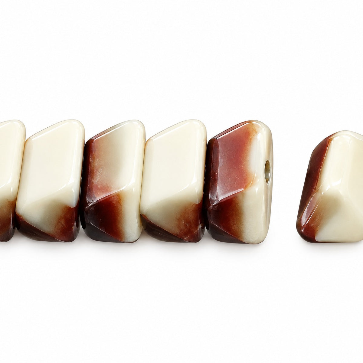 Roof 2-Hole Beads, Chalk White Prismatic Phoenix (03000-27104), Glass, Czech Republic