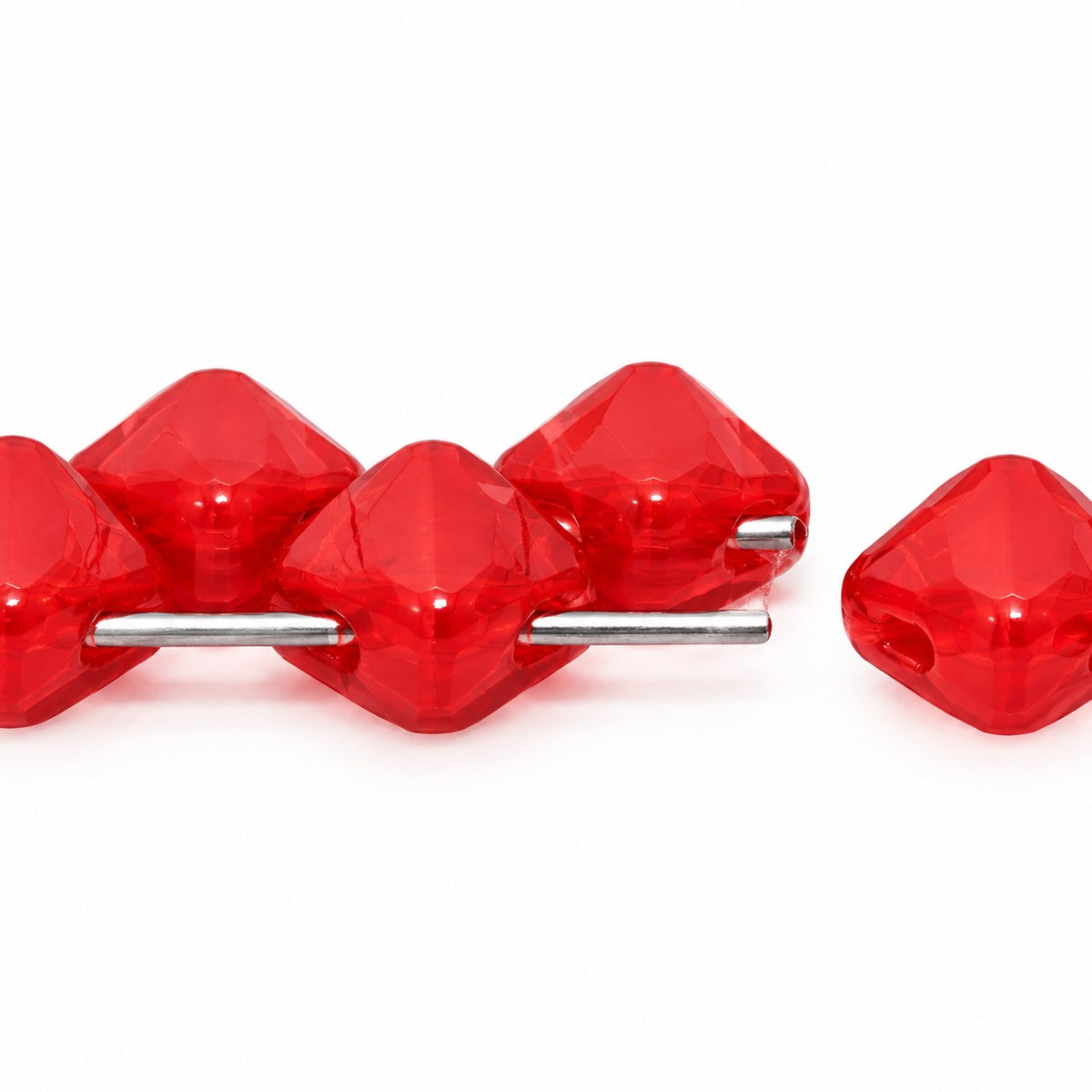 Silky 2-Hole Square Beads, Mix Orange Red (96027), Glass, Czech Republic