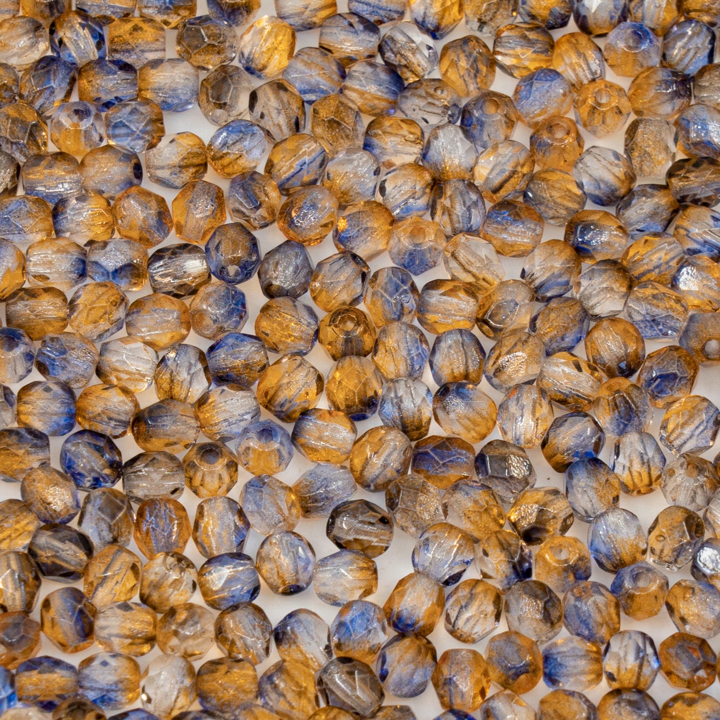 OUTLET 10 克刻面圆形火抛光珠,4 x 4 毫米,水晶橙紫色(00030-橙紫色),玻璃,捷克共和国