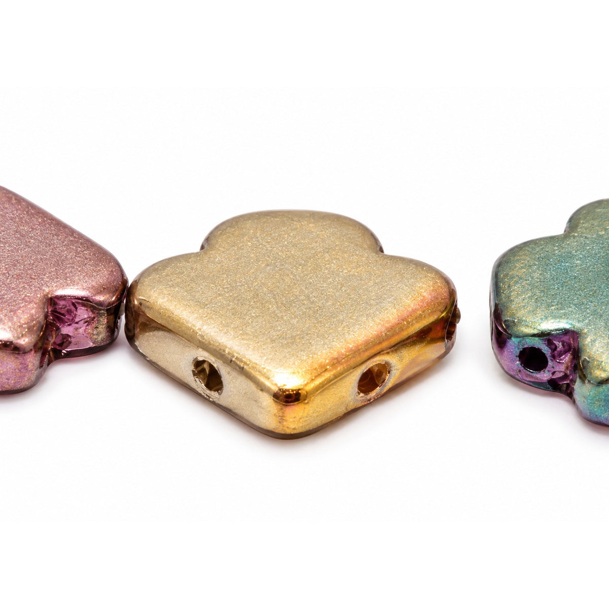 Arrow Beads - Hole From Side To Side, Crystal Yellow Gold Metallic Iris (00030-01620), Glass, Czech Republic