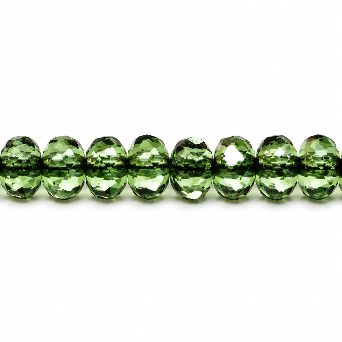 Special Cut Faceted Fire Polished Beads, Crystal Luster Green Full Coated (00030-14457), Glass, Czech Republic