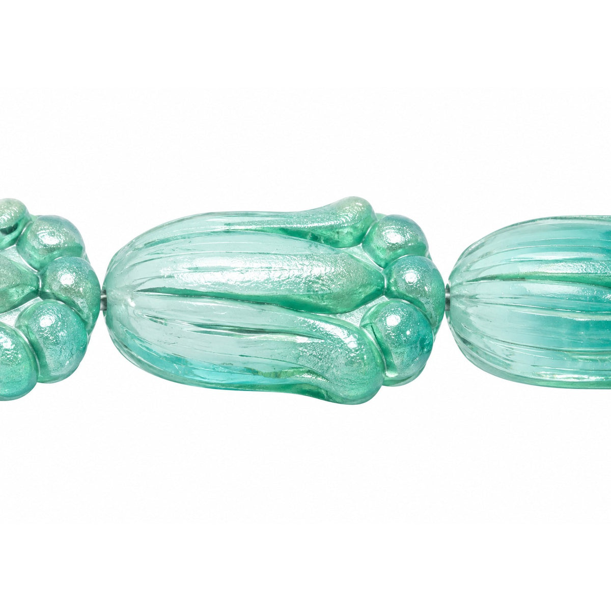 Tulip Flower Beads, S0990 Green Lined (s0990-54322), Glass, Czech Republic