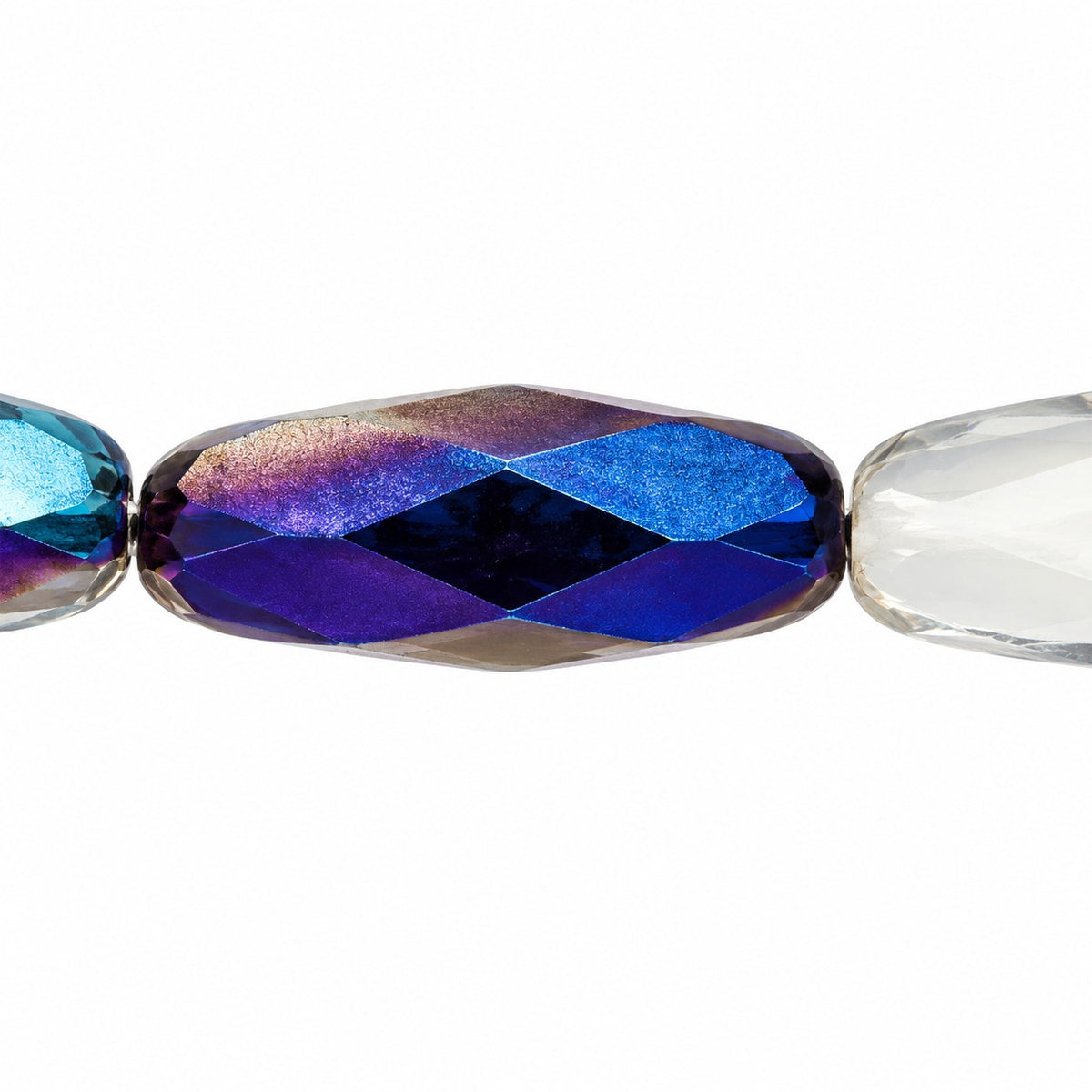 Fire Polished Faceted Oval Beads, Chalk White 23101 (03000-23101), Glass, Czech Republic