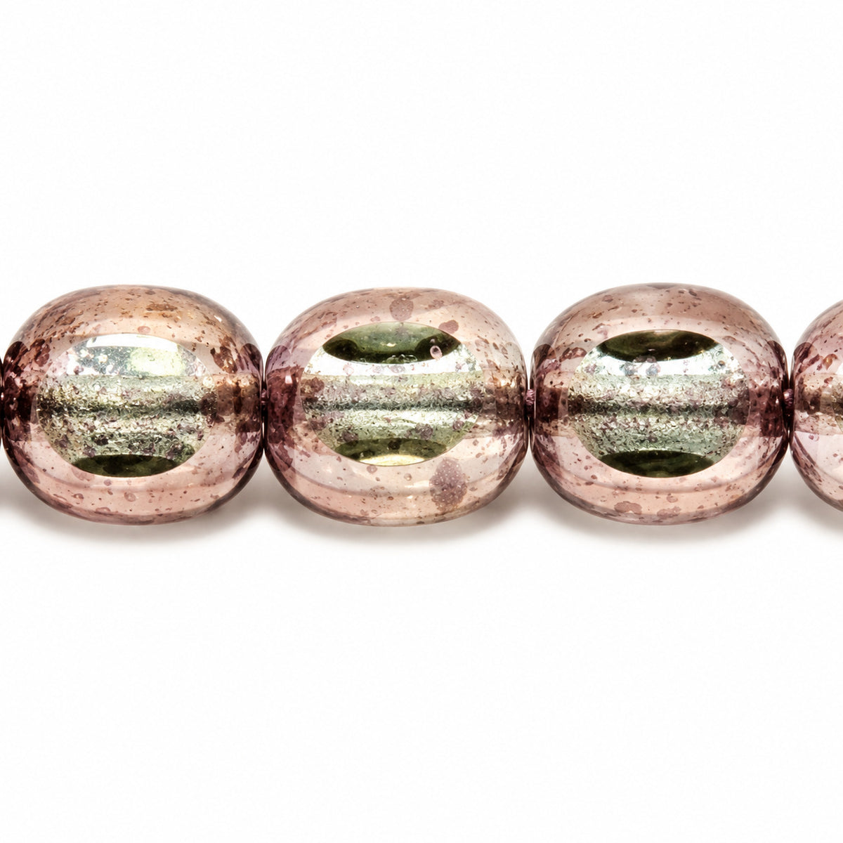 3-Cut Faceted Fire Polished Beads, Transparent Green Terracotta Violet (50510-15496), Glass, Czech Republic
