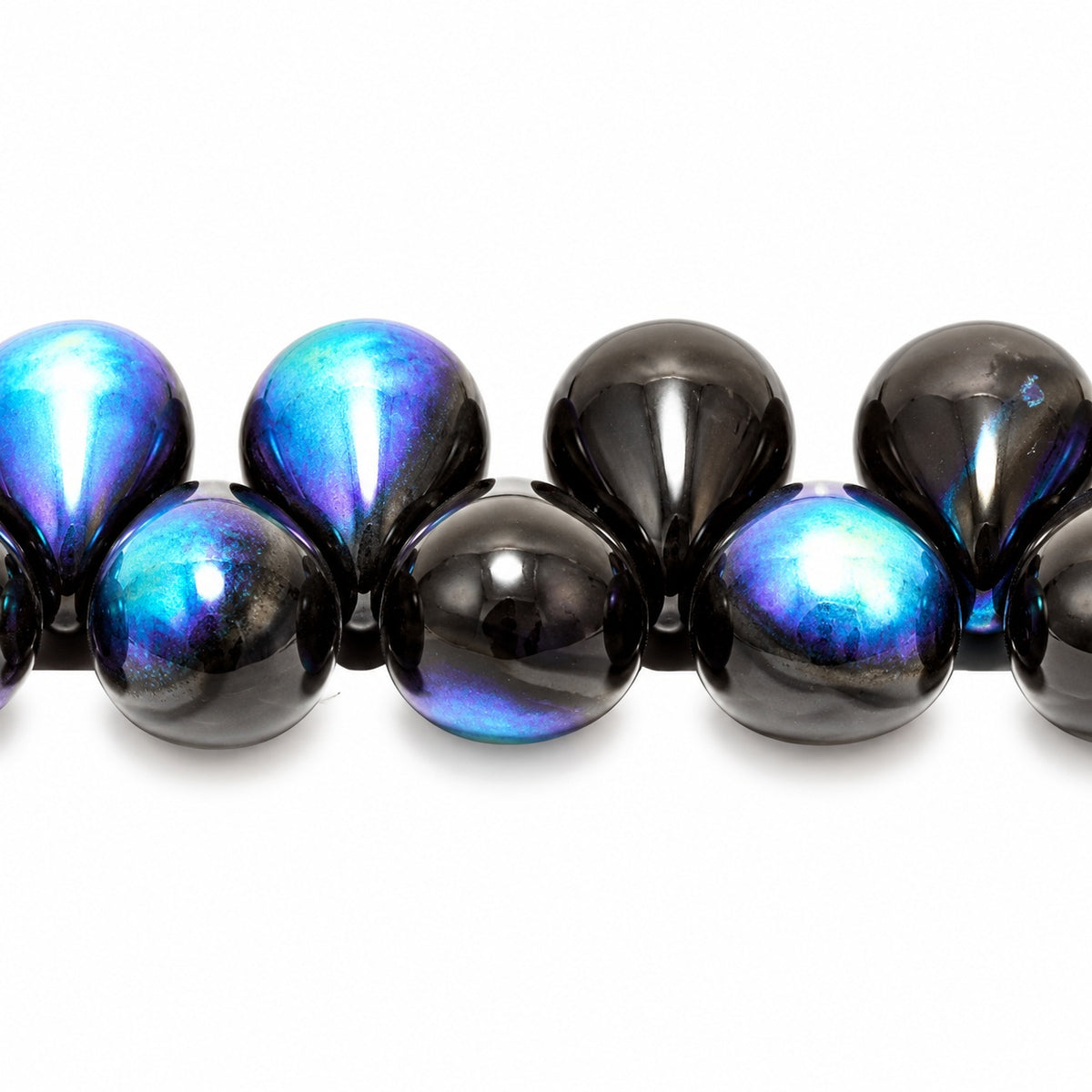 Drop Beads, Black Ab (23980-28701), Glass, Czech Republic