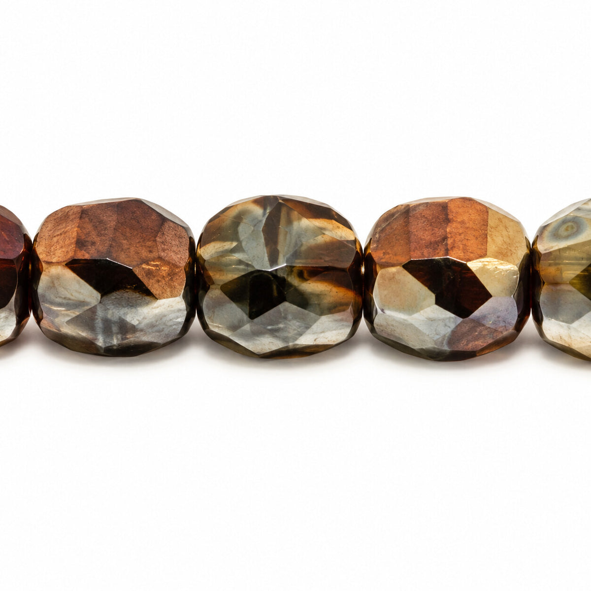 Faceted Special Cut Beads, Striped Dark Brown Crystal Bronze Capri (26117-22601), Glass, Czech Republic