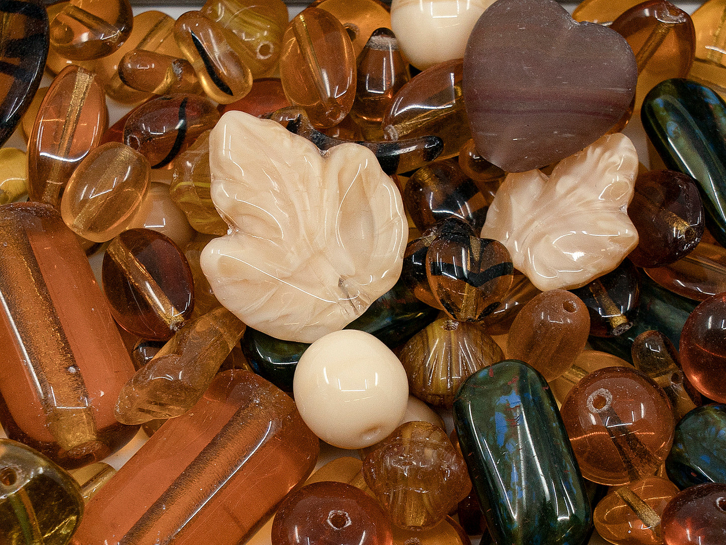 OUTLET Mix Of Unique Czech Bohemia Glass Pressed Beads, mm, Glass, Czech Republic