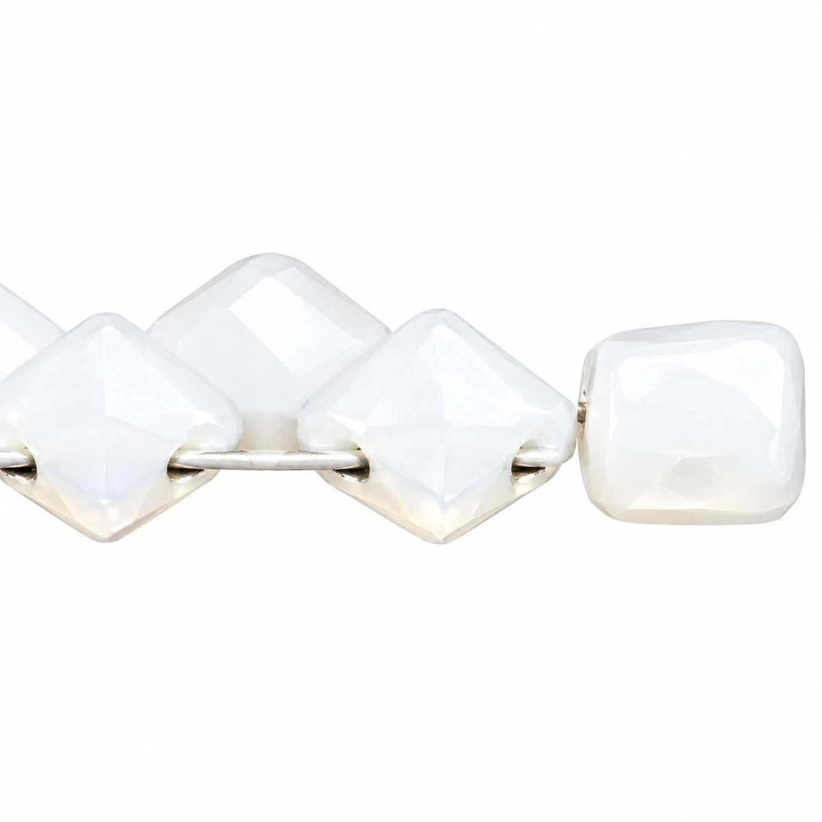 Silky 2-Hole Square Beads, White (2010), Glass, Czech Republic