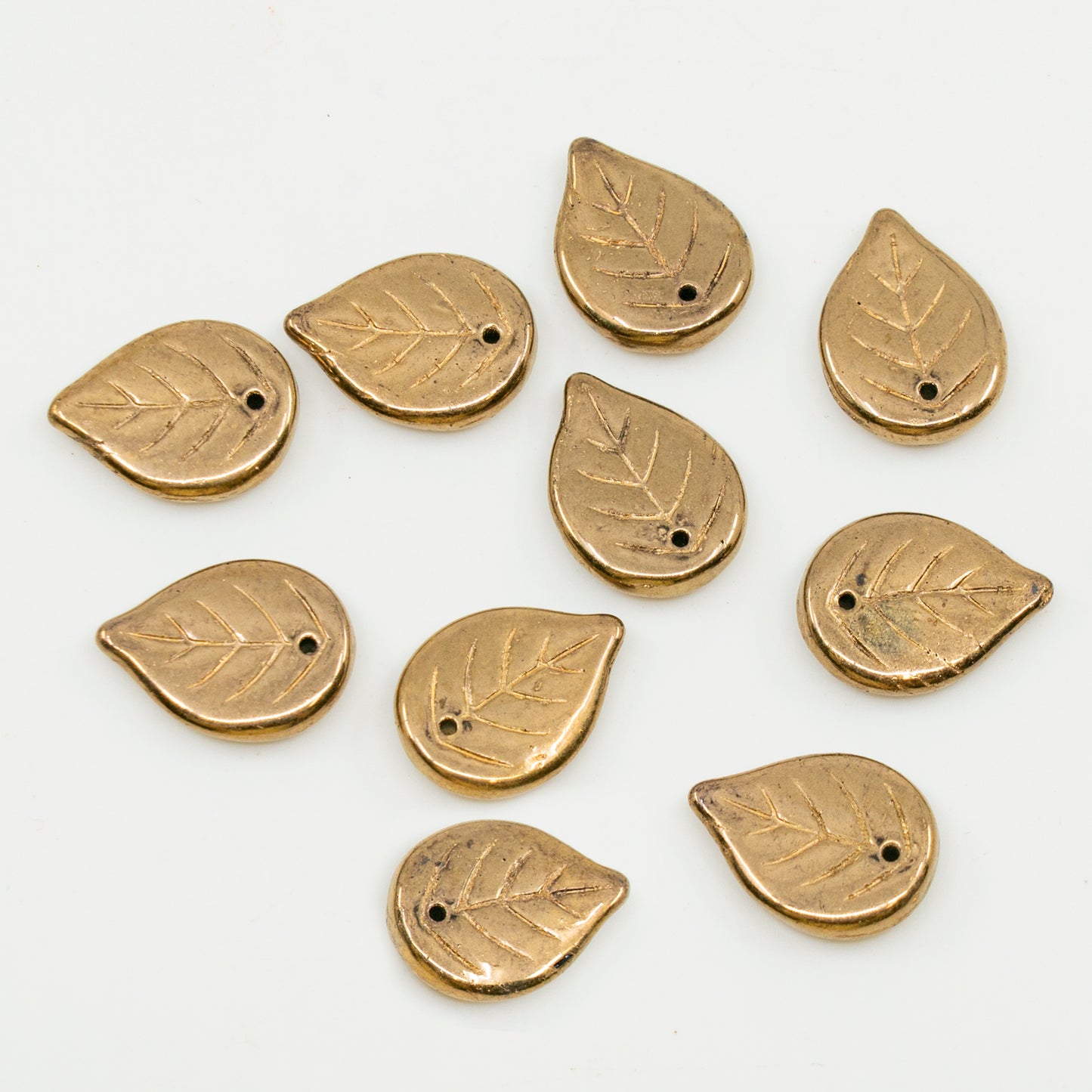 OUTLET 10 grams Apple Leaf Beads, 18 x 13 mm, Black Brass (23980-90215), Glass, Czech Republic