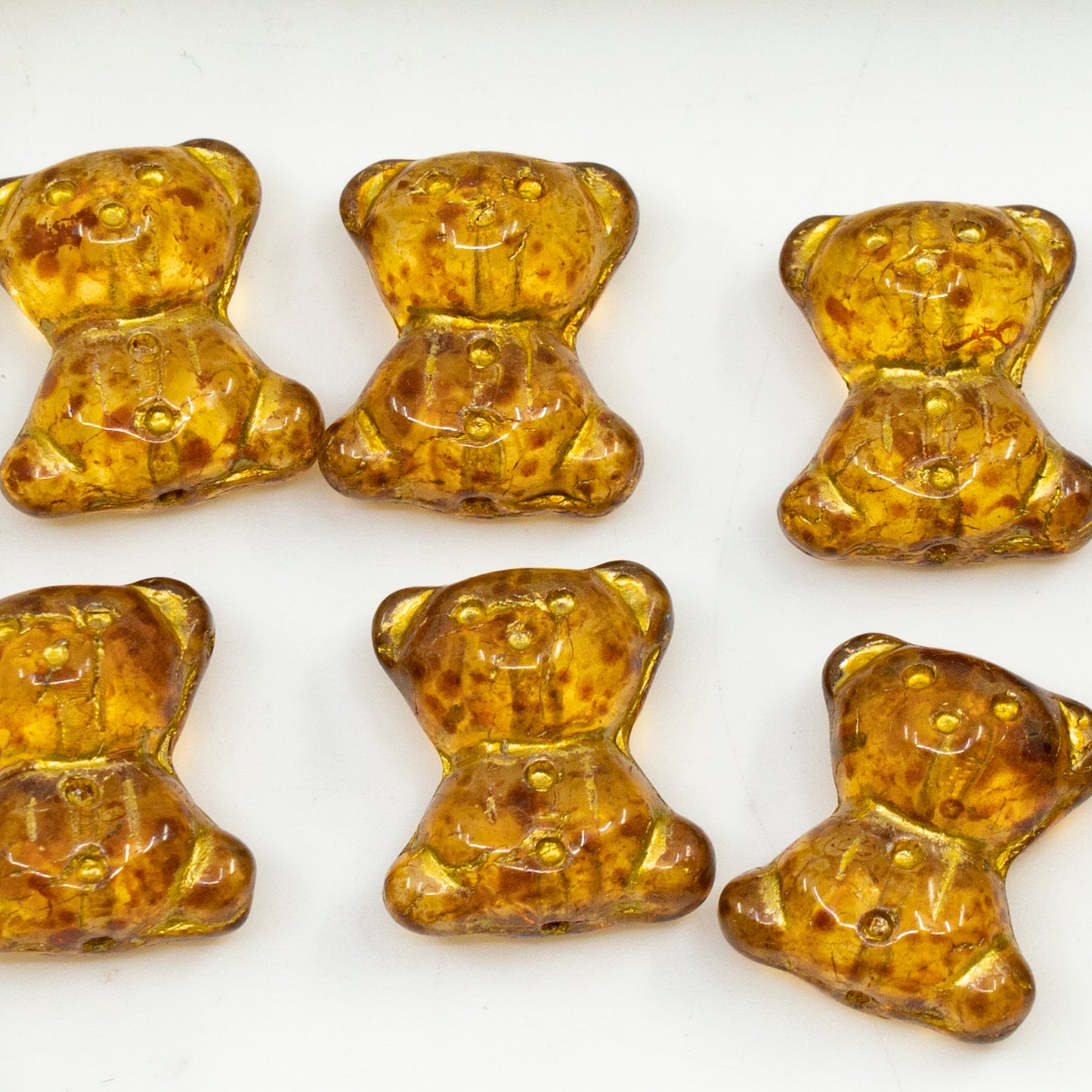 OUTLET 250 grams Cute Bear Beads, 20 x 9 mm, Crystal Travertin Gold Lined (00030-86800-54302), Glass, Czech Republic