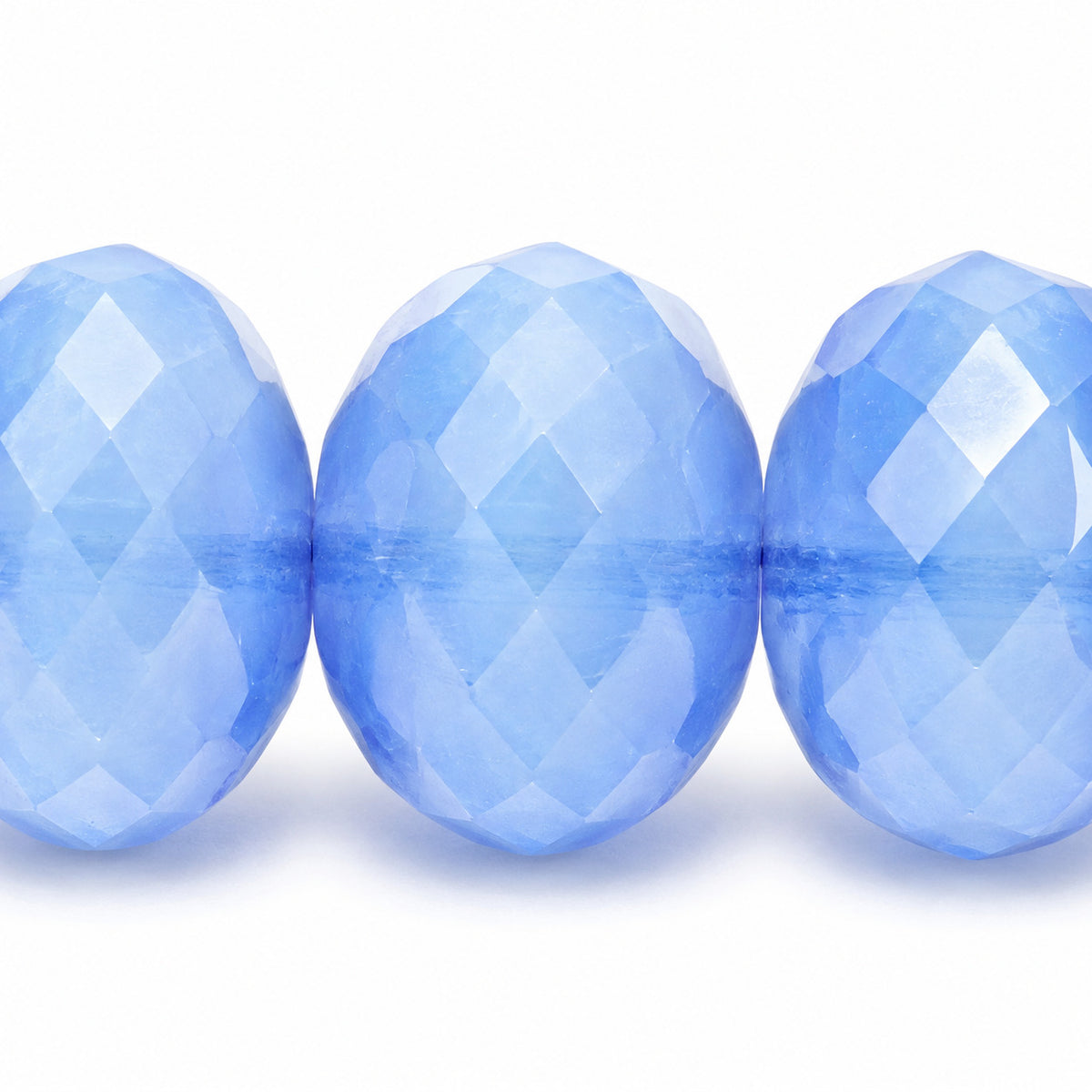 Special Cut Faceted Fire Polished Beads, Opal Blue (31010), Glass, Czech Republic