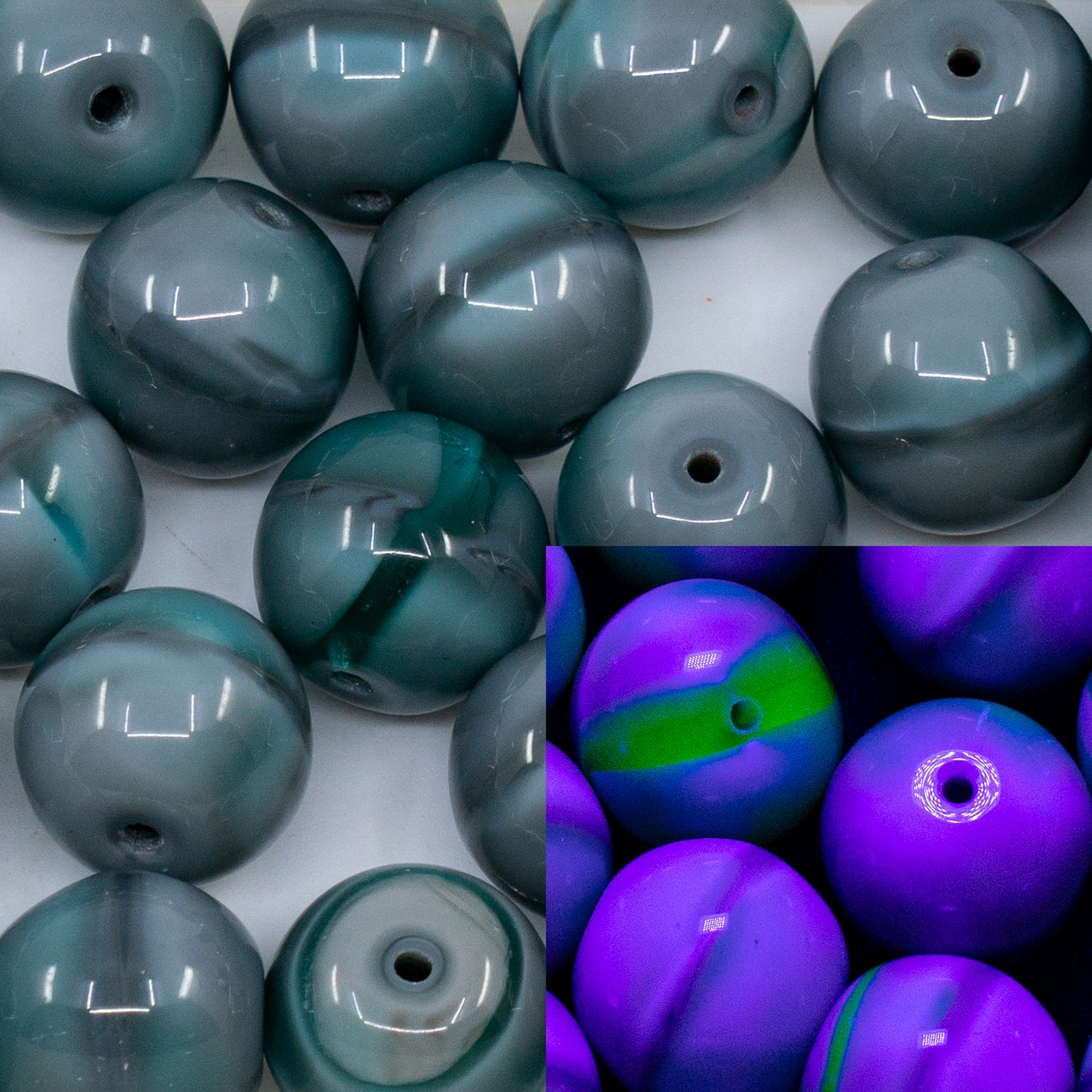 处理品 10克圆形德鲁克珠,12 x 12毫米,丝绸绿(丝光绿),玻璃,捷克共和国