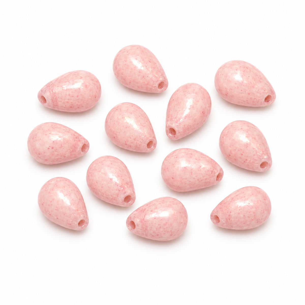 Drop Beads, White Terracotta Red (02010-15495), Glass, Czech Republic