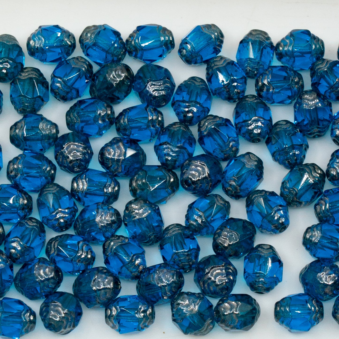 OUTLET 10g Special Cut Faceted Fire Polished Beads, 8 x 6 mm, 60060 Platin (60060-13702), Glass, Czech Republic