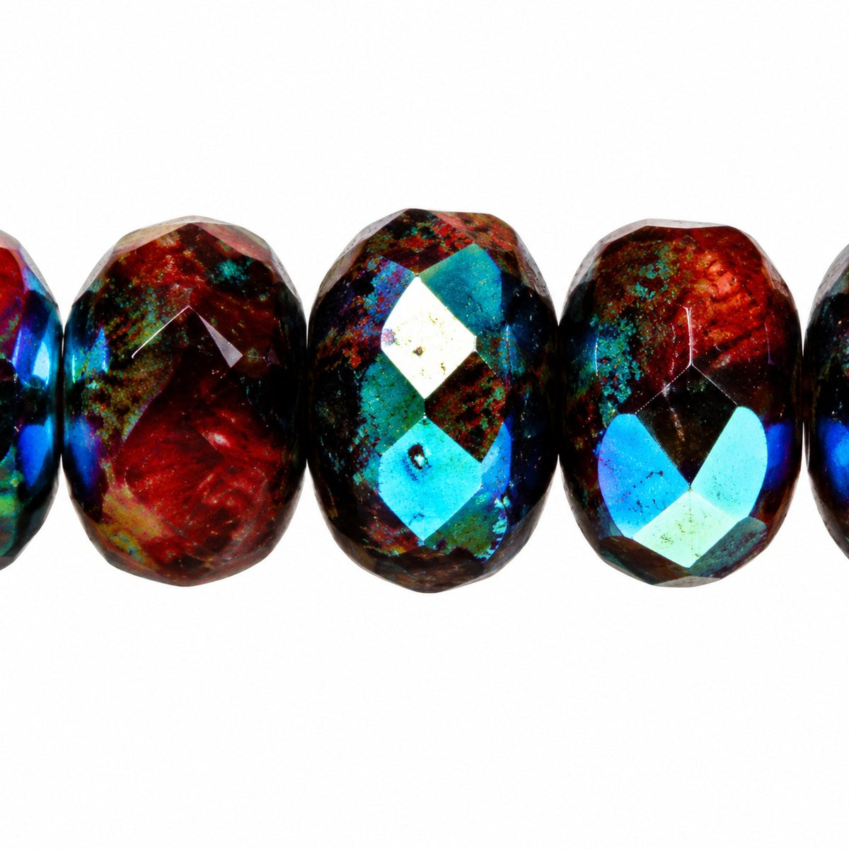 Special Cut Faceted Fire Polished Beads, Gc019 Ab (gc019-28701), Glass, Czech Republic