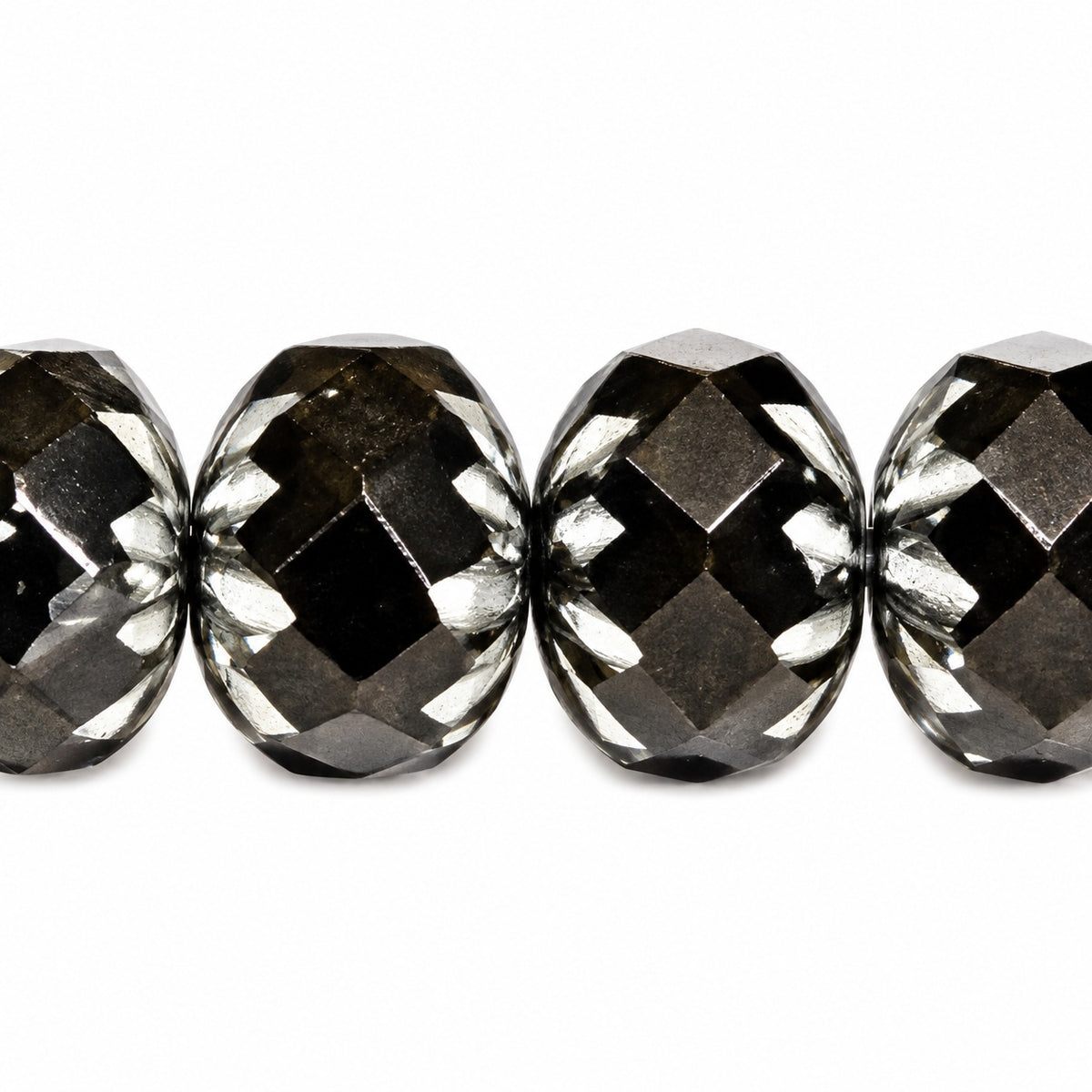 Special Cut Faceted Fire Polished Beads, Black Silver Silver Lined (23980-27000-54201), Glass, Czech Republic