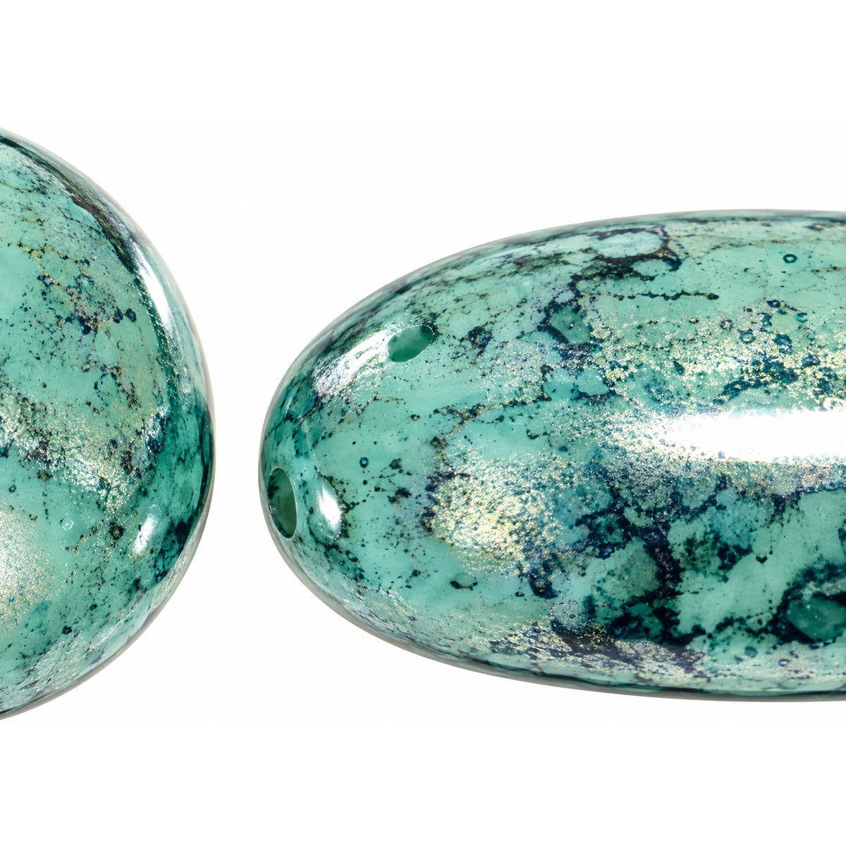 2-Hole Cab Beads, Turquise Terracotta Blue (63120-15464), Glass, Czech Republic