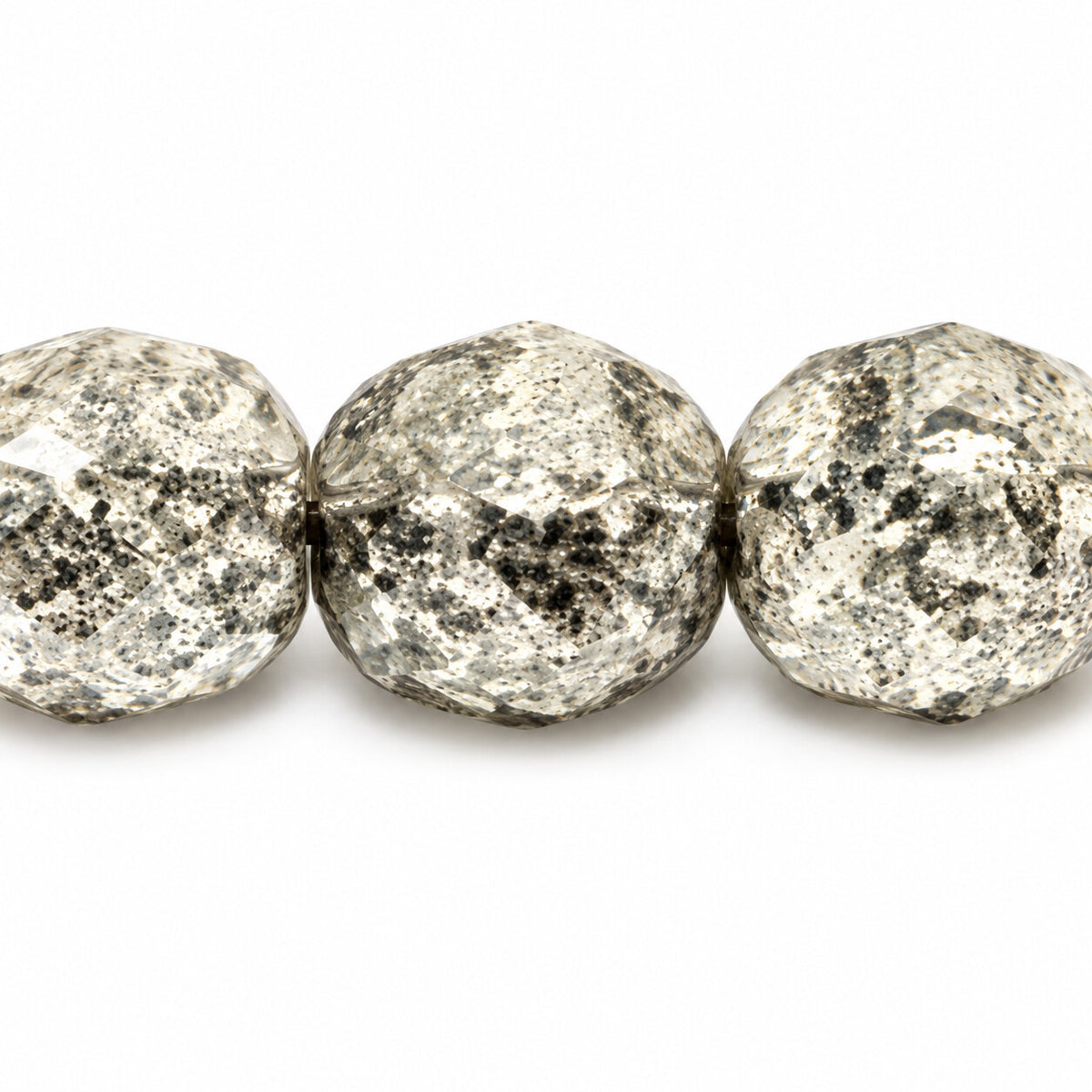 Faceted Special Cut Beads, Black Terracotta Silver (23980-15481), Glass, Czech Republic