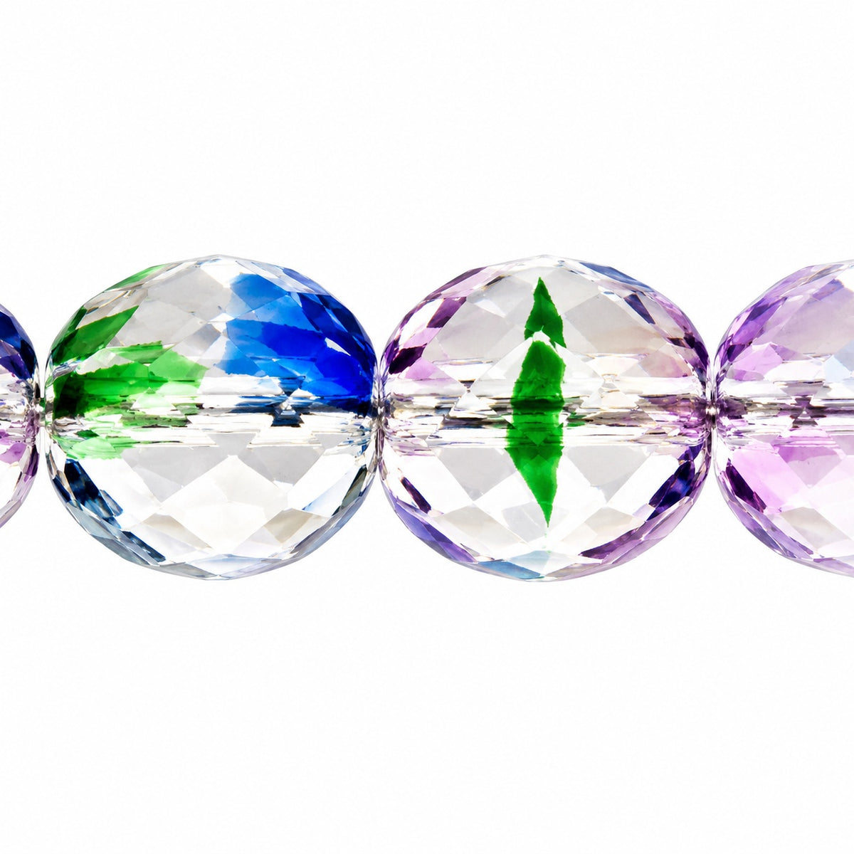 Faceted Round Fire Polished Beads, Crystal Colorful Stripes (08006), Glass, Czech Republic