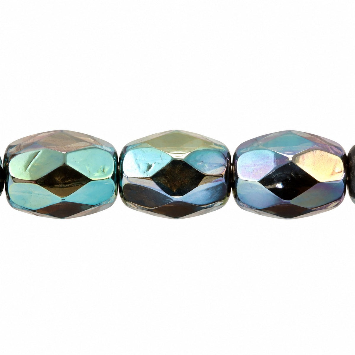 Oval Faceted Beads, Black 22501 (23980-22501), Glass, Czech Republic