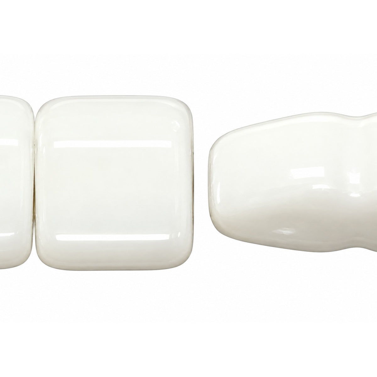 Rectangle 2-Hole Beads, White (2010), Glass, Czech Republic