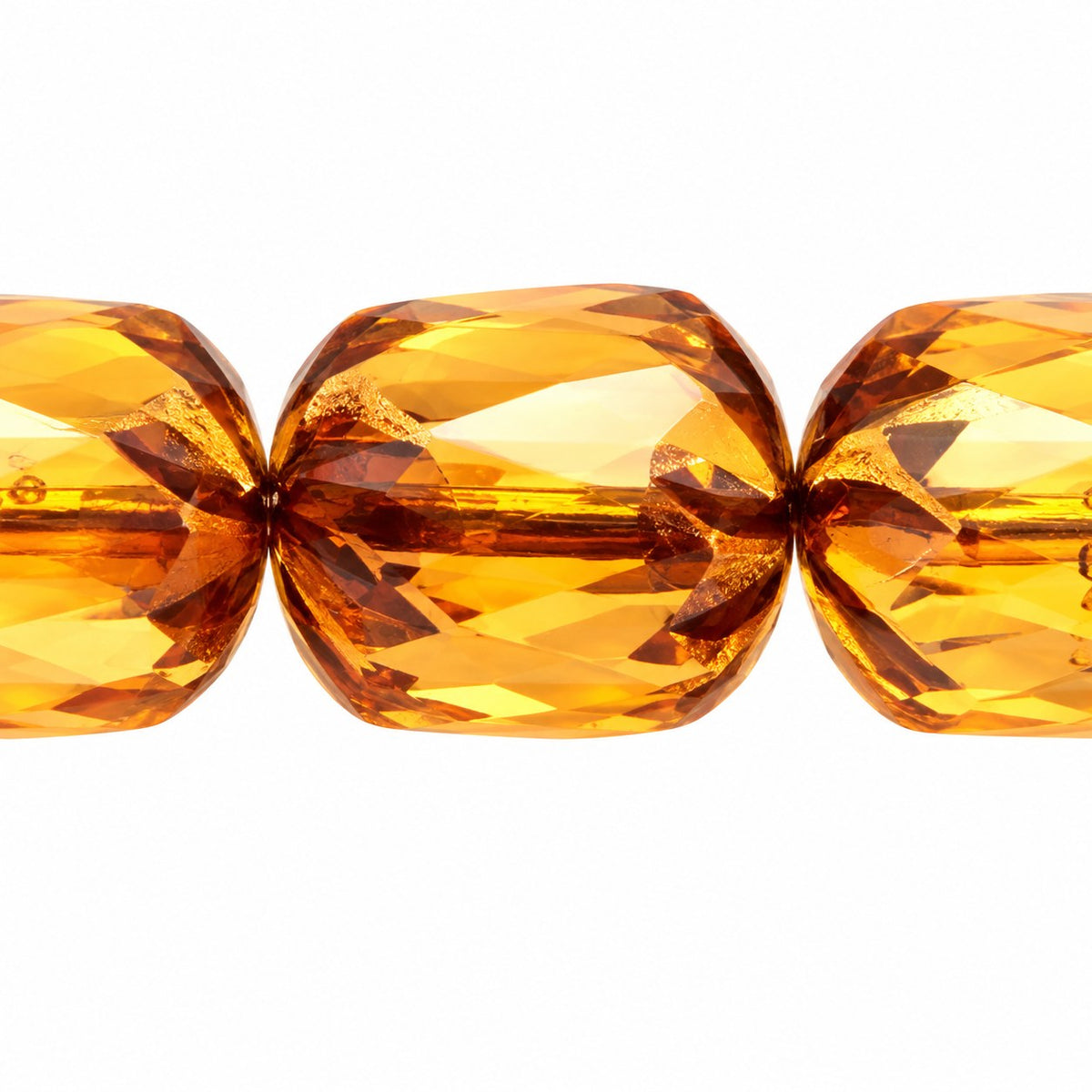 Fire Polished Faceted Cathedral Beads, Transparent Orange Bronze Lined (10060-54317), Glass, Czech Republic