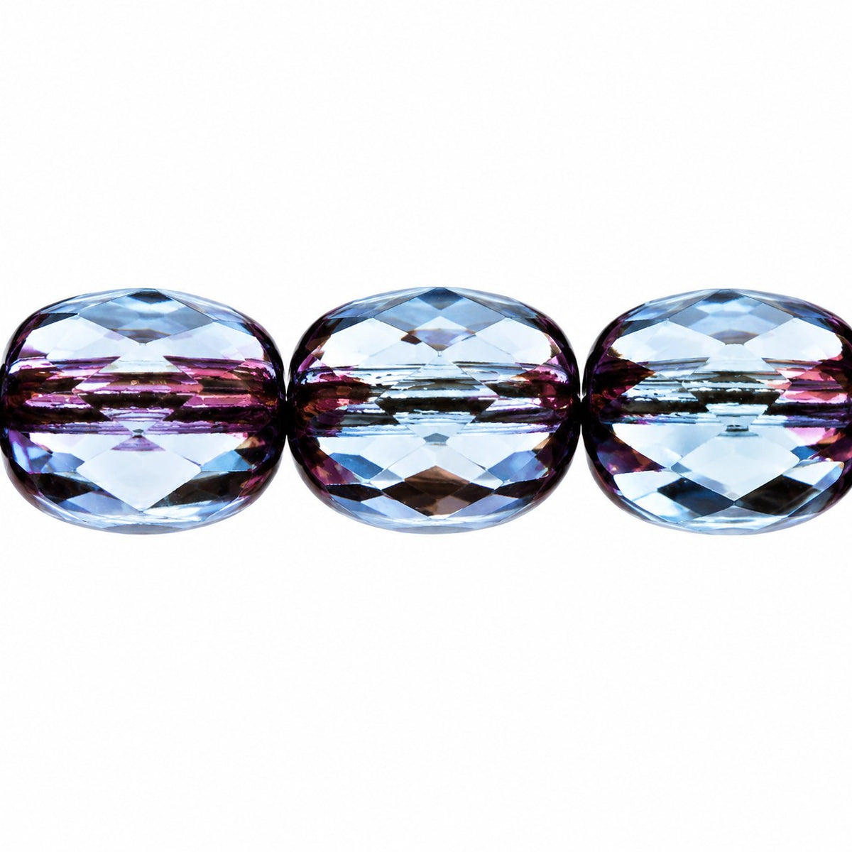 Faceted Fire Polished Beads Special Cut, Transparent Blue Bronze (30020-14415), Glass, Czech Republic