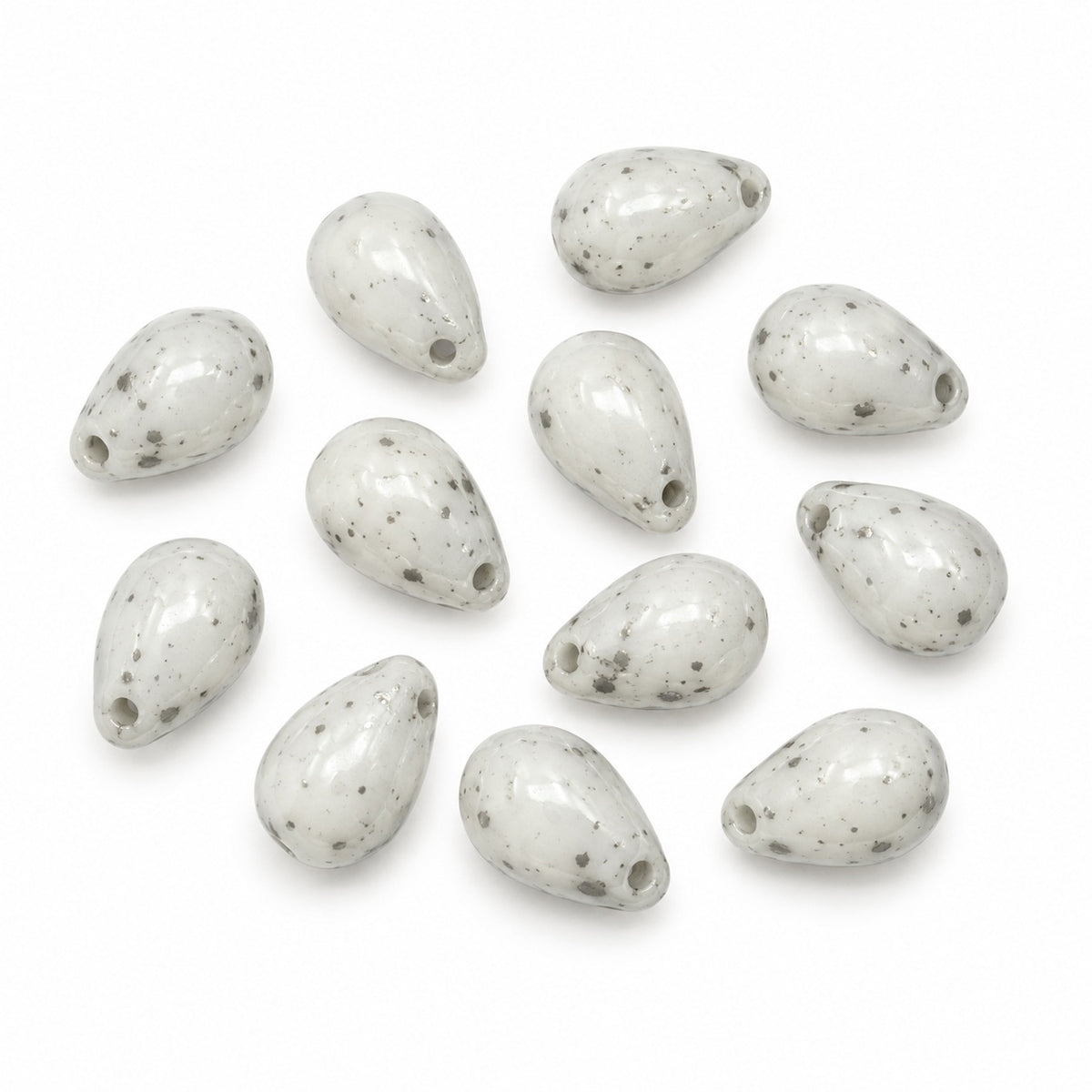 Drop Beads, White Silver Splash (02010-94400), Glass, Czech Republic
