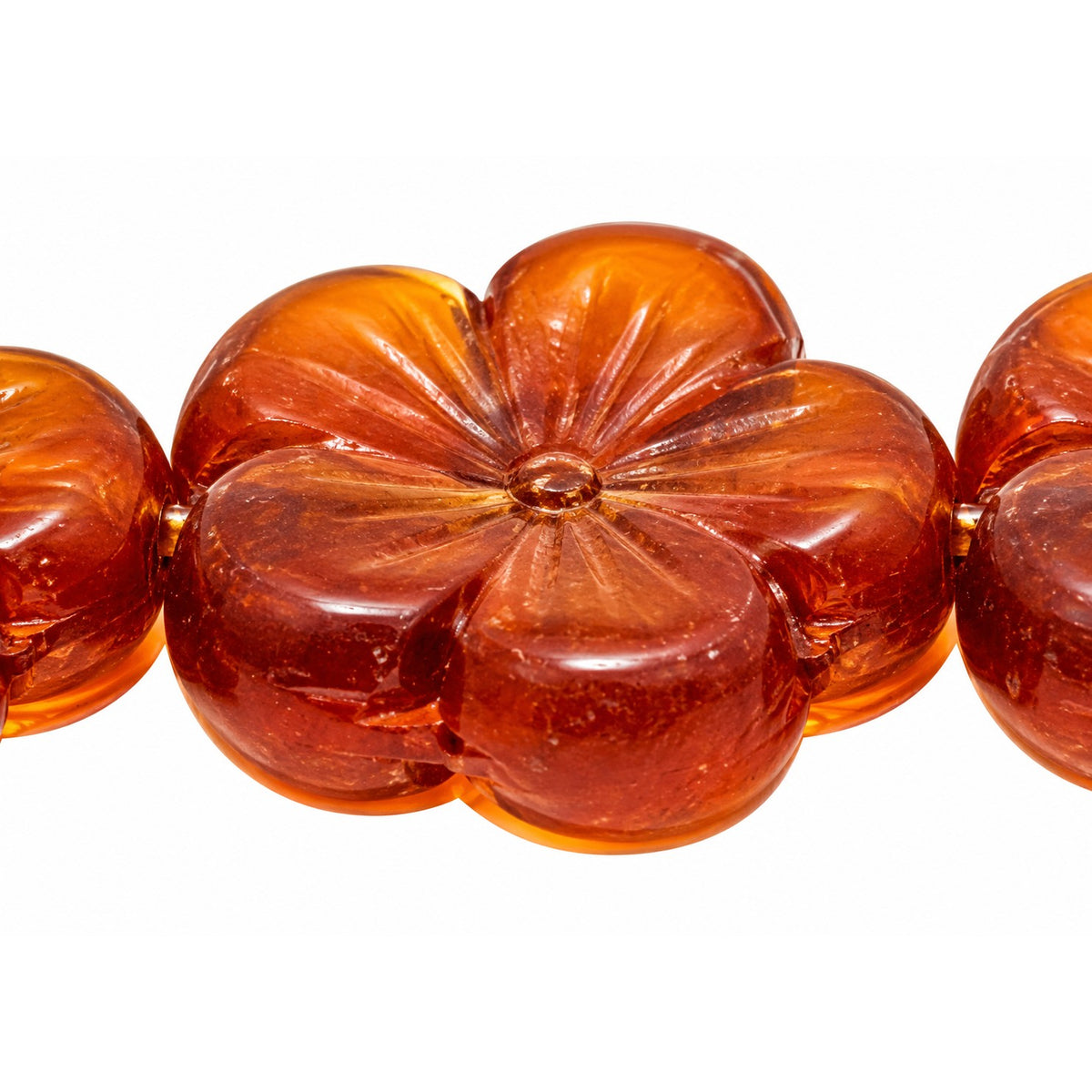Pressed Hibiskus Flower Beads, Transparent Brown (10090), Glass, Czech Republic