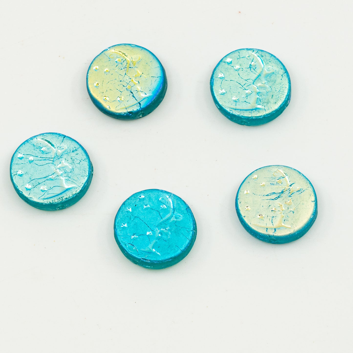 OUTLET 10 grams Oval Egg With Decor Pressed Glass Beads, 17 x 17 mm, 60100 Ab (60100-28701), Glass, Czech Republic