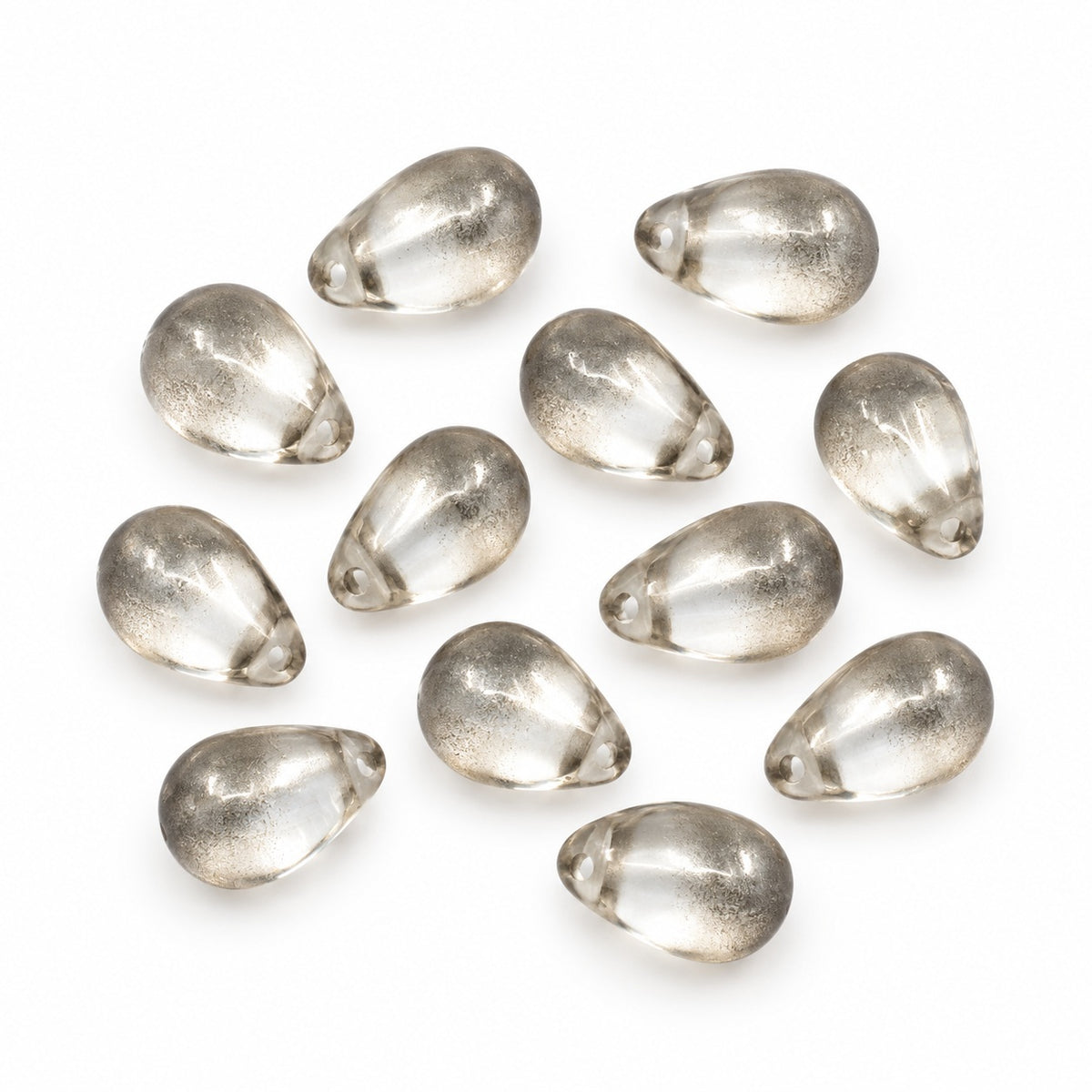 Drop Beads, Crystal Silver Matte (00030-01700), Glass, Czech Republic