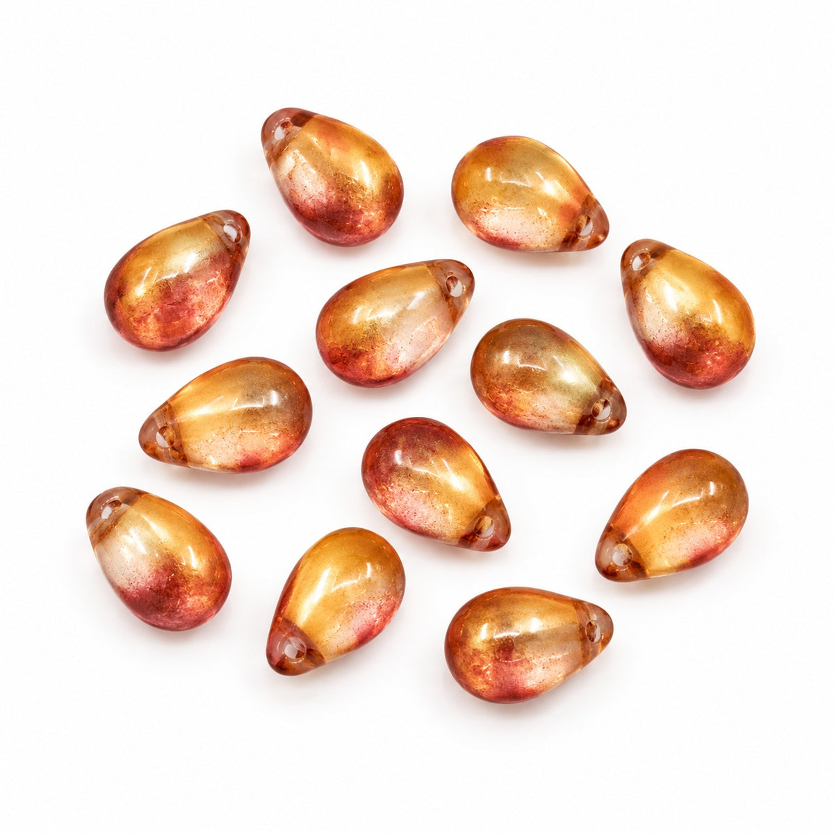 Drop Beads, Crystal Yellow Gold Metallic Iris (00030-01620), Glass, Czech Republic