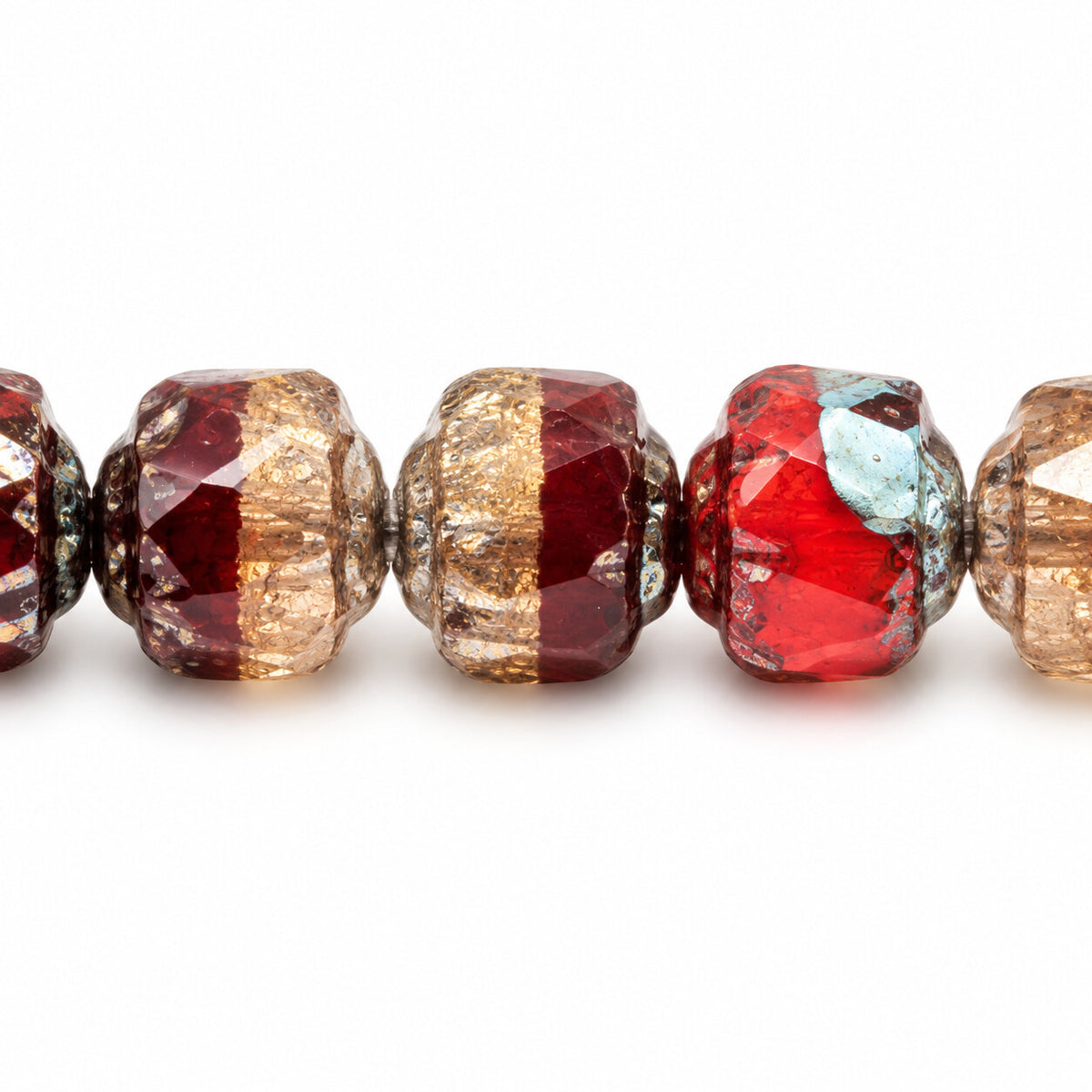 Cathedral Faceted Fire Polished Beads, X1977 Platin (x1977-13702), Glass, Czech Republic