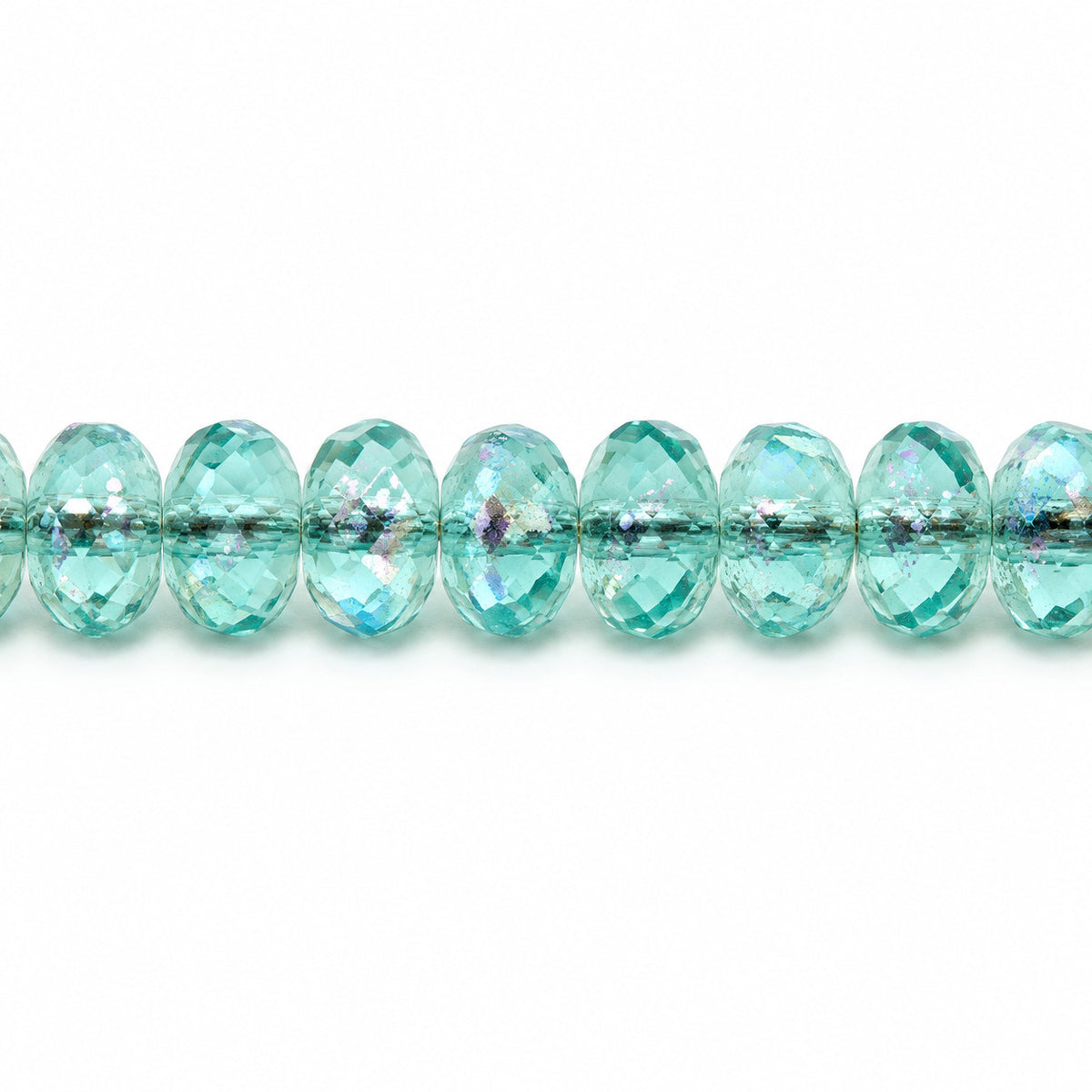 Special Cut Faceted Fire Polished Beads, Transparent Aqua Ab (60210-28701), Glass, Czech Republic