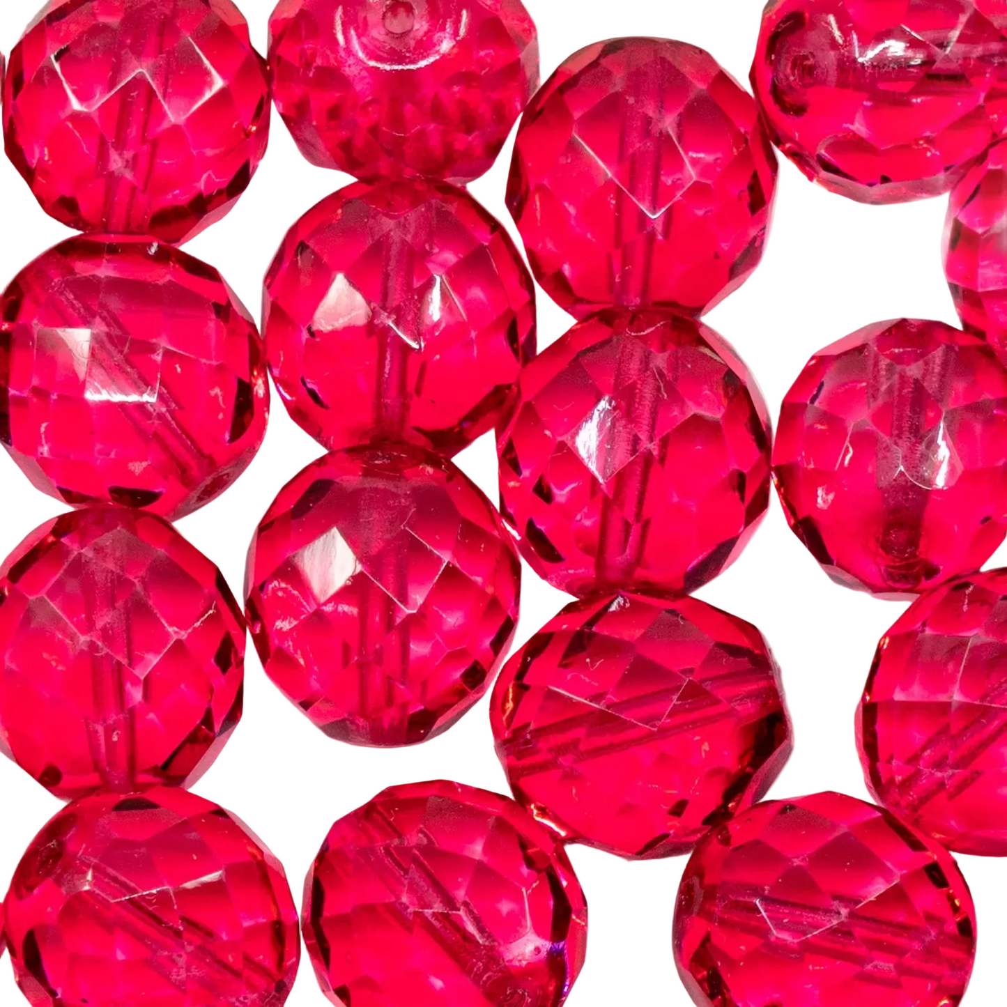 OUTLET 10 grams Faceted Round Fire Polished Beads, 15 x 15 mm, Transparent Pink (70010), Glass, Czech Republic