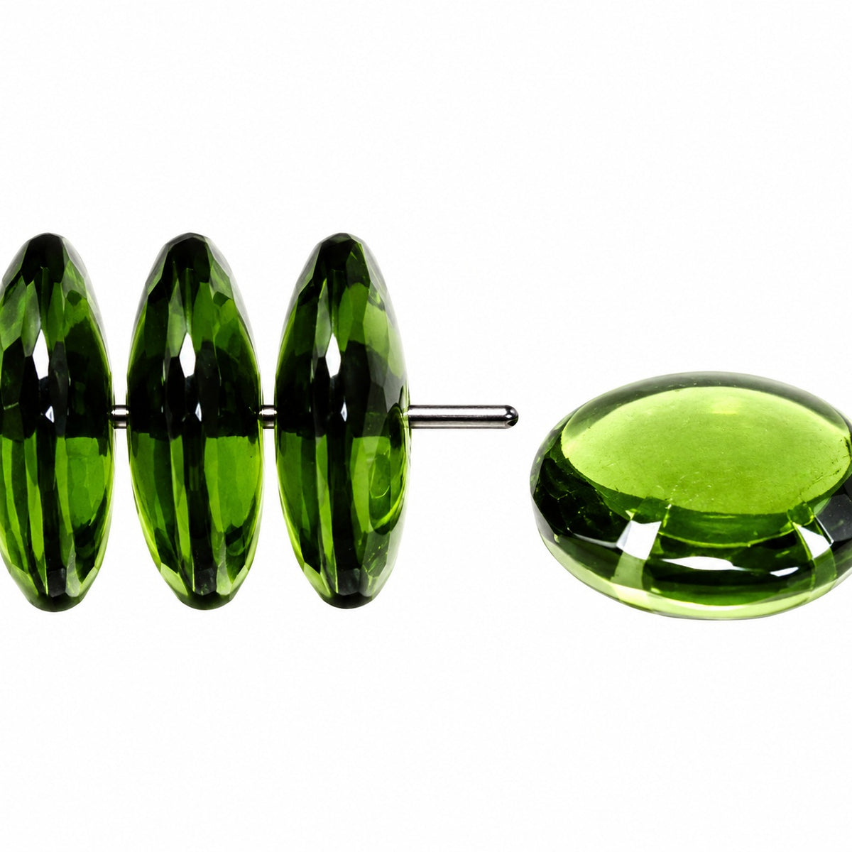 Lentil Round Beads, Transparent Green (50570), Glass, Czech Republic