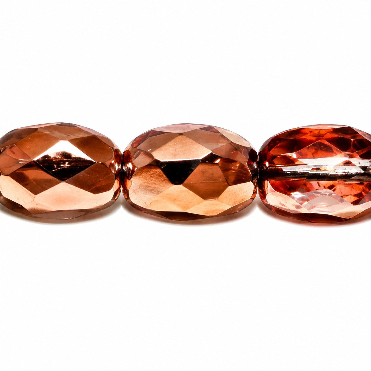 Oval Faceted Beads, Crystal Rose Gold Capri (00030-27101), Glass, Czech Republic