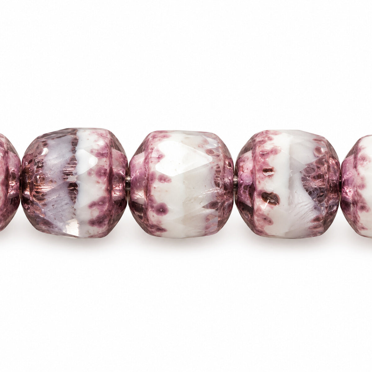 Cathedral Faceted Fire Polished Beads, T0960 Terracotta Violet (t0960-15496), Glass, Czech Republic