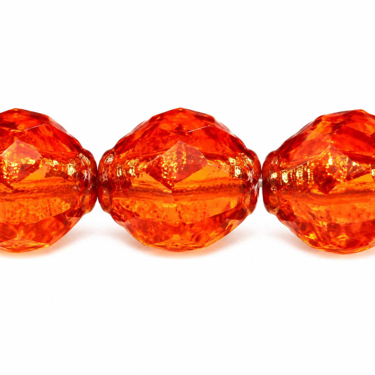 Wasp Special Cut Faceted Fire Polished Beads, Transparent Orange Bronze (90030-14415), Glass, Czech Republic