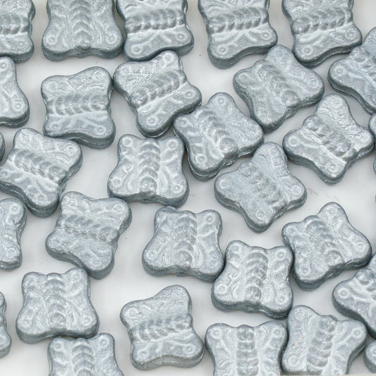 OUTLET 10 grams Pressed Beads Butterflies, 12 x 12 mm, White 51500 (02010-51500), Glass, Japan