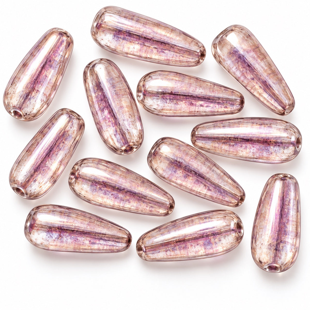 Pear Drop Beads, Crystal Terracotta Violet (00030-15496), Glass, Czech Republic