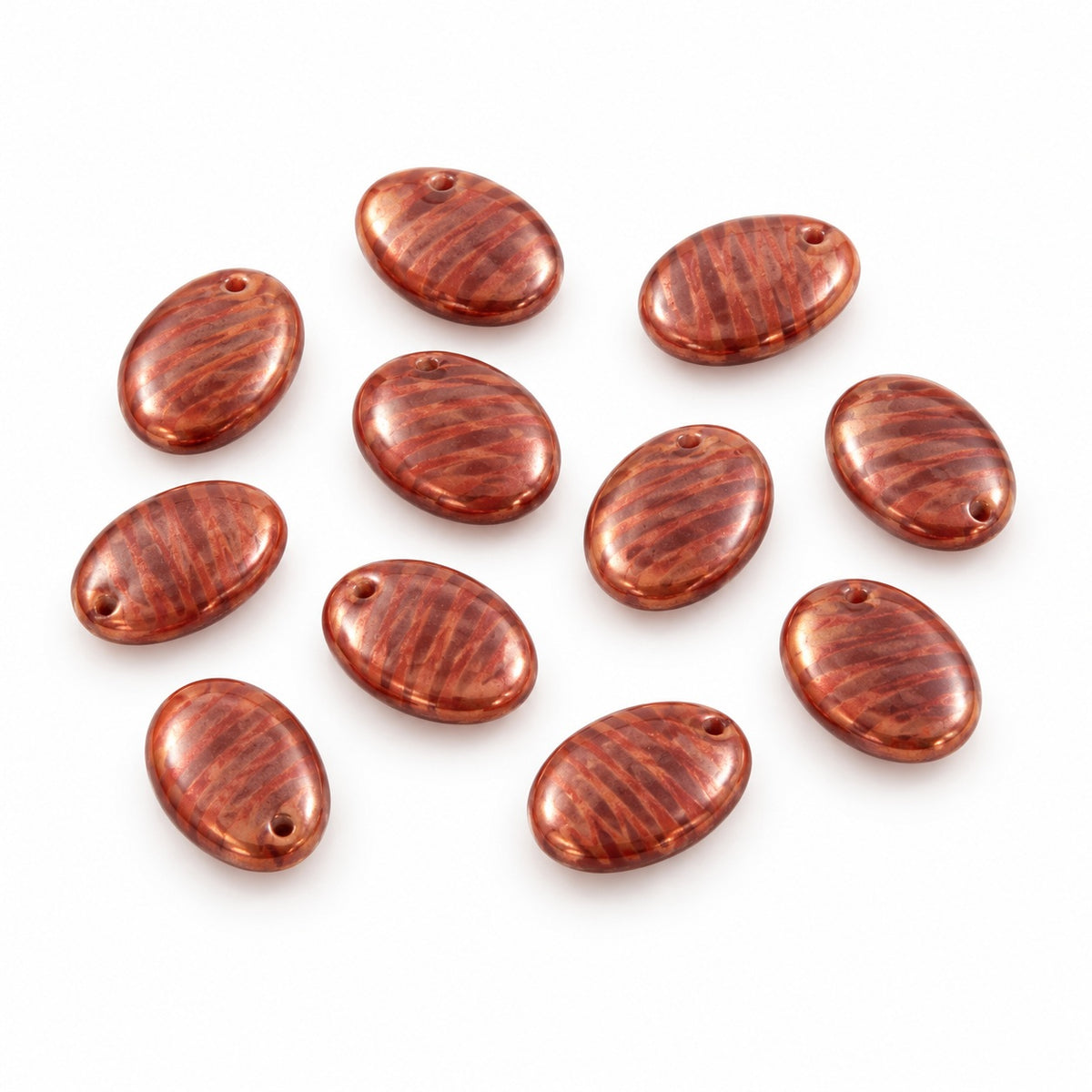 Oval Lentil Beads, Red Vega Ii (93190-15780), Glass, Czech Republic