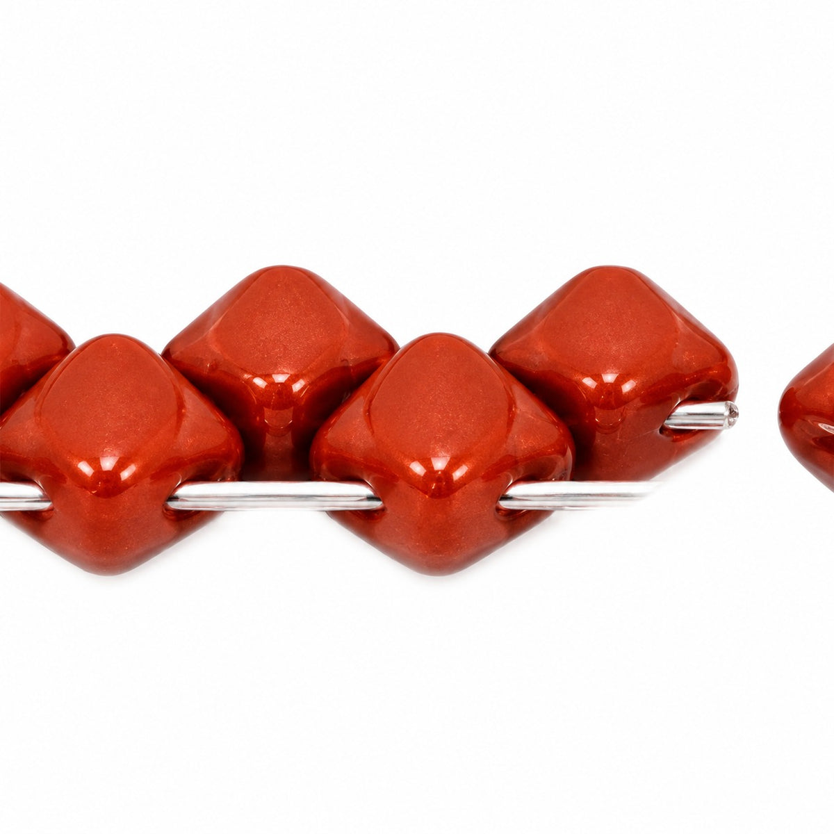 Silky 2-Hole Square Beads, Opaque Brown (13610), Glass, Czech Republic
