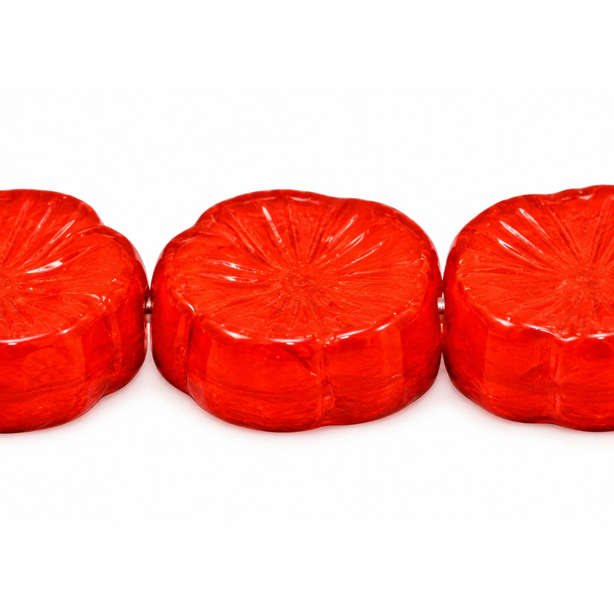 Hawaii Pressed Beads, Deep Orange (93140), Glass, Czech Republic