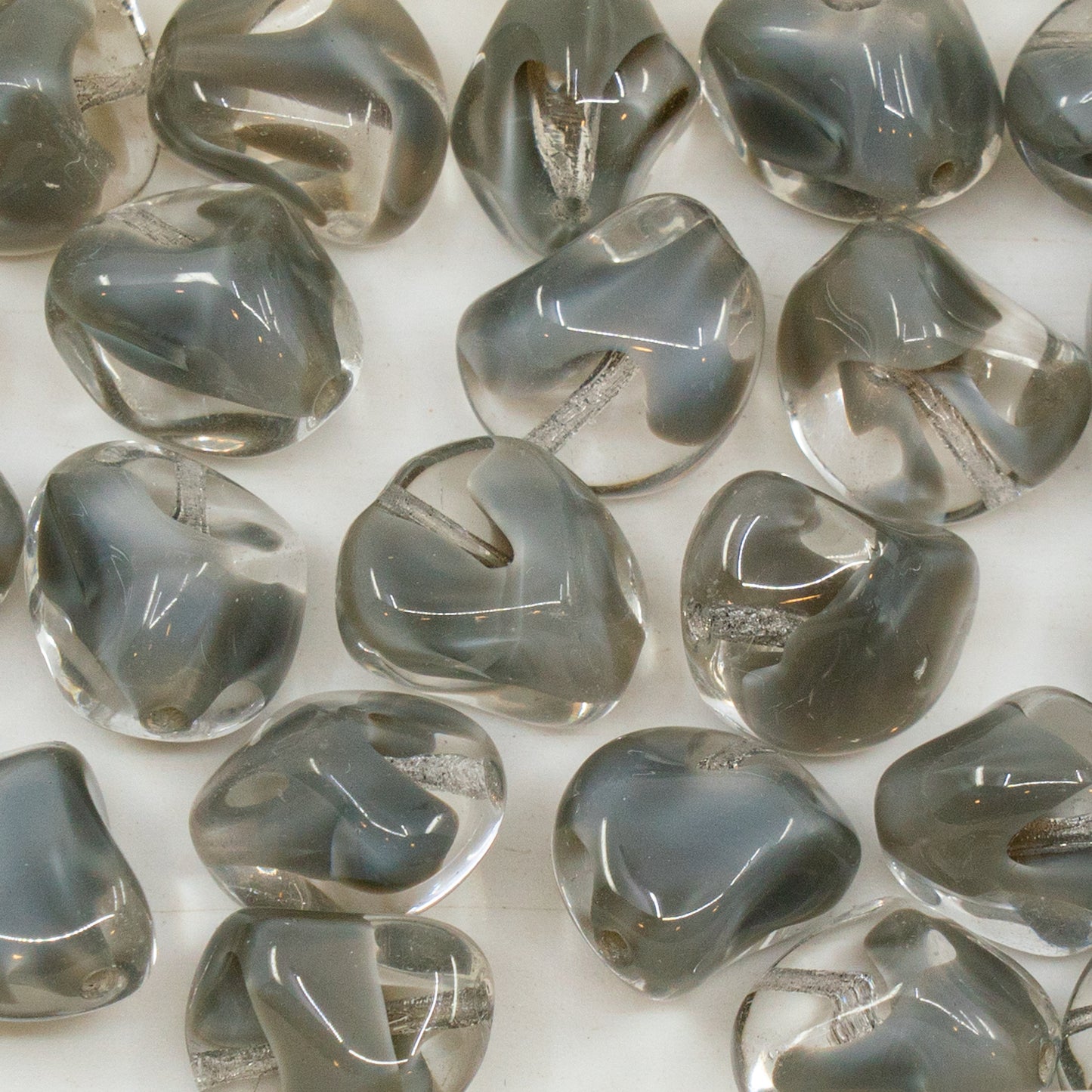 OUTLET 10 grams Pressed Beads, 15 x 15 mm, Crystal Gray (46028), Glass, Czech Republic