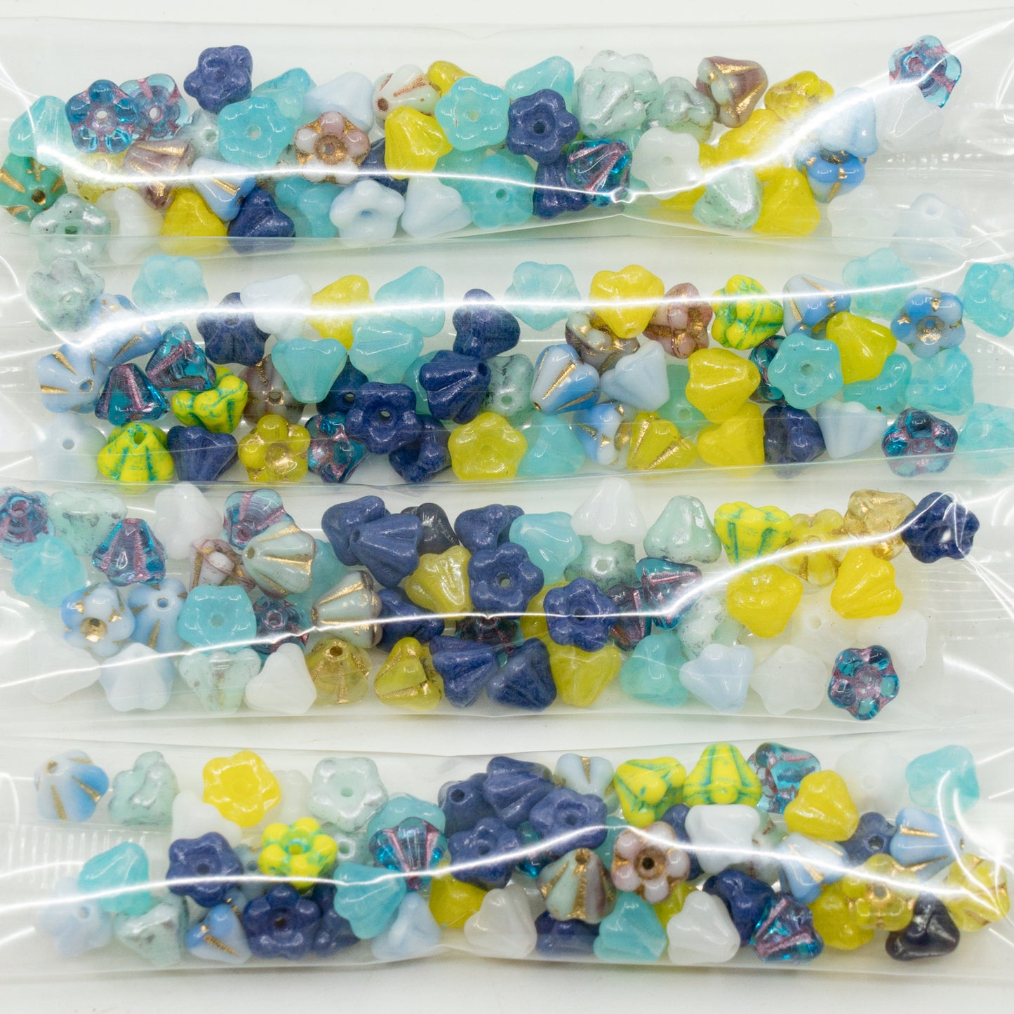 奥特莱斯 10克铃铛花珠,1种混合颜色蓝色(00001-mix-blue),玻璃,捷克共和国