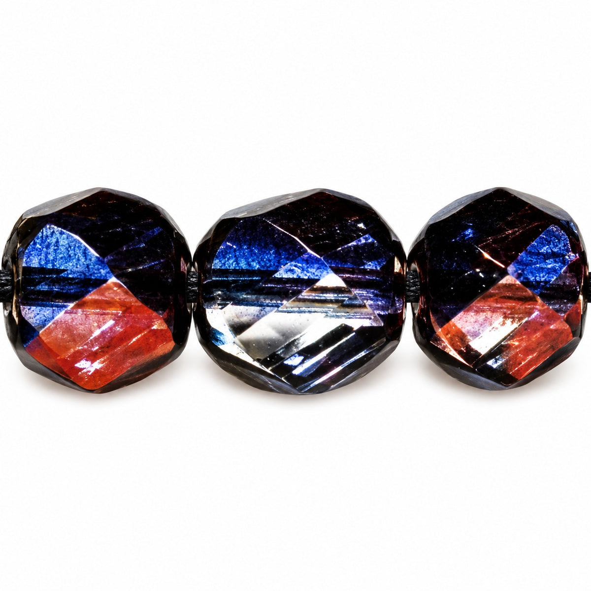 Shutter Cut Faceted Fire Polish Beads, Crystal Luster Bronz Half Coated (00030-14215), Glass, Czech Republic