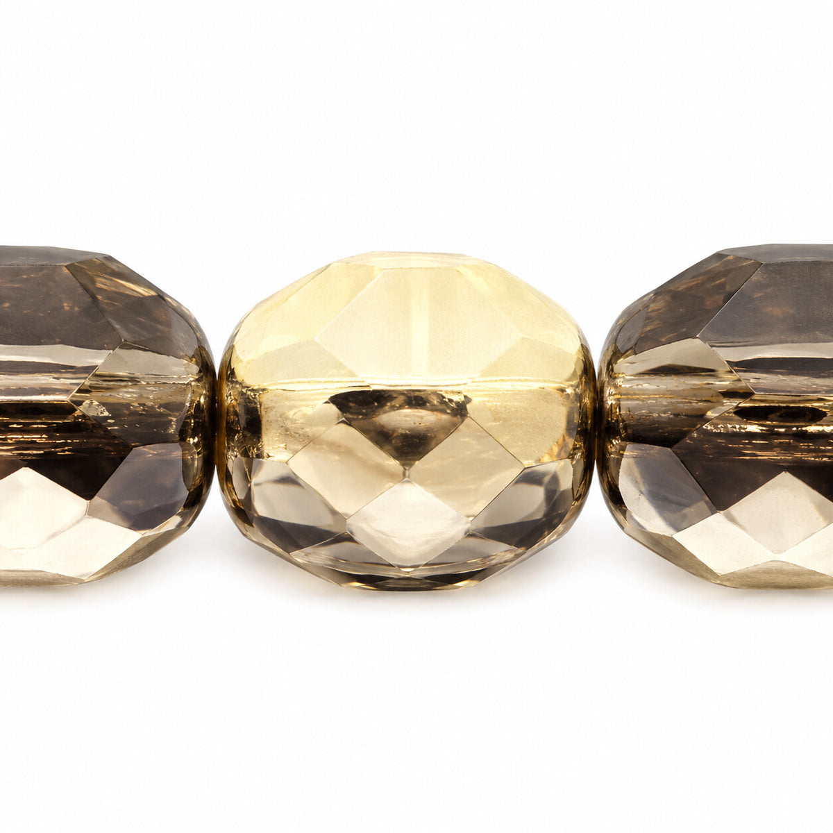 Faceted Special Cut Beads, Transparent Gray Gold (40030-26441), Glass, Czech Republic